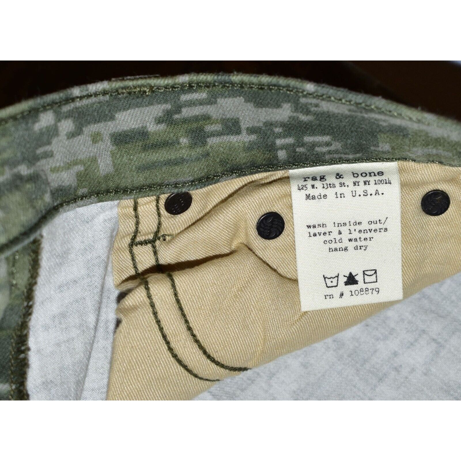 Rag & Bone A6 RAG & BONE Green Camo Skinny Stretch W1502O337 Jeans 28 Size 28" / US 6 / IT 42 - 6 Thumbnail