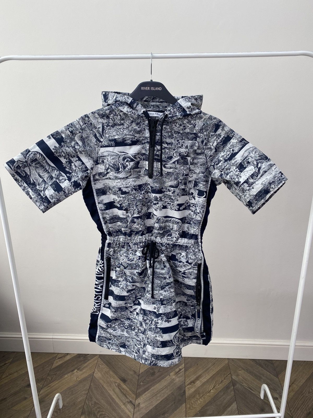 Dior Dior Women Short Hooded Dress Navy Blue Technical Jacquard Size S / US 4 / IT 40 - 2 Thumbnail