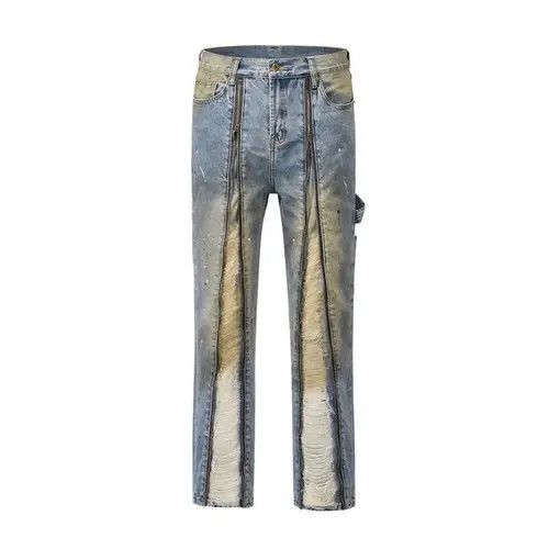 image of Vintage Y2K High Street Color Match Patchwork Baggy Jeans in Blue, Men's (Size 32)