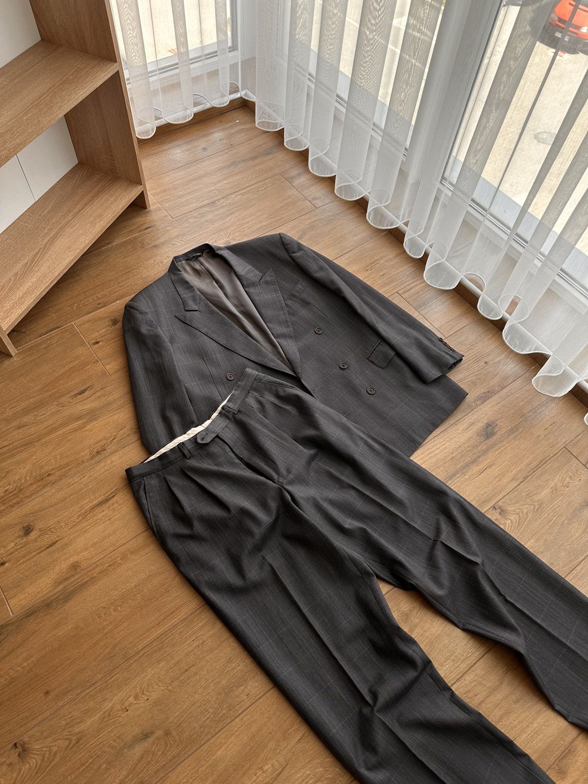 Balenciaga × Vintage Vintage Balenciaga Paris Luxury Laine Grey Formal Suit Size 40L - 4 Thumbnail