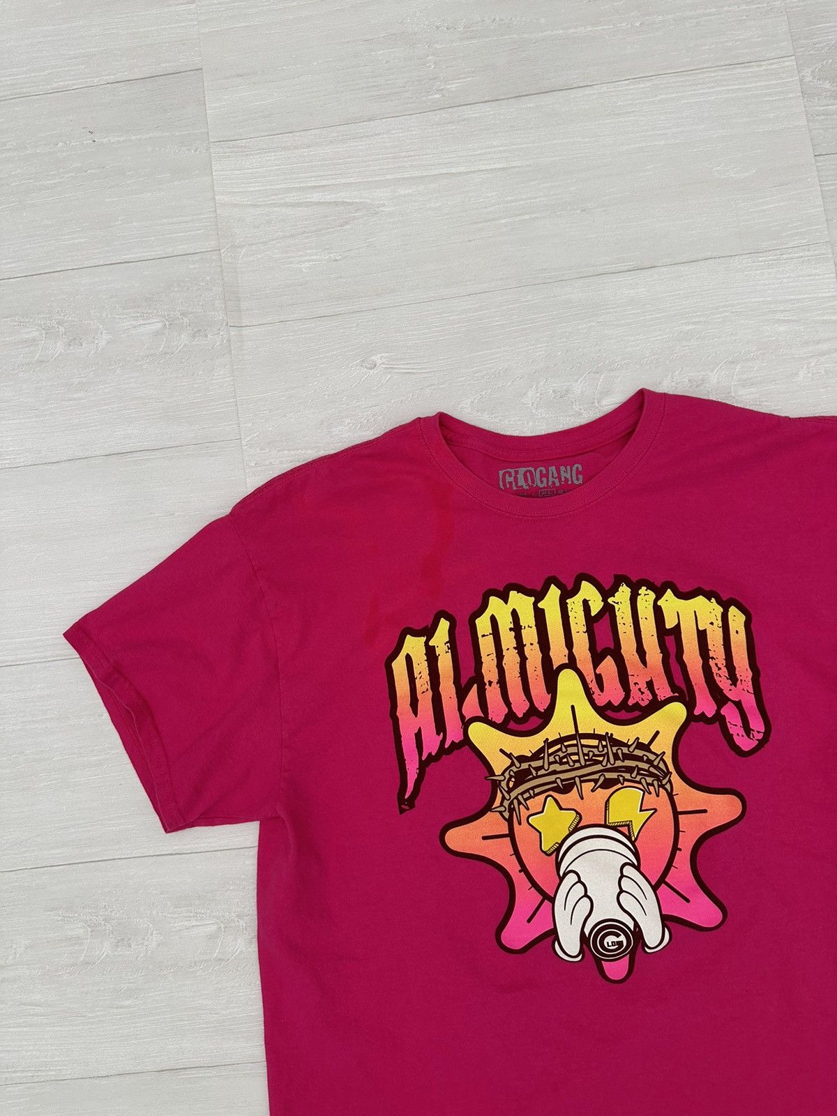 Image of Glo Gang Pink Almighty Star / Sun Logo Tee Sz. XL Glogang, Men's