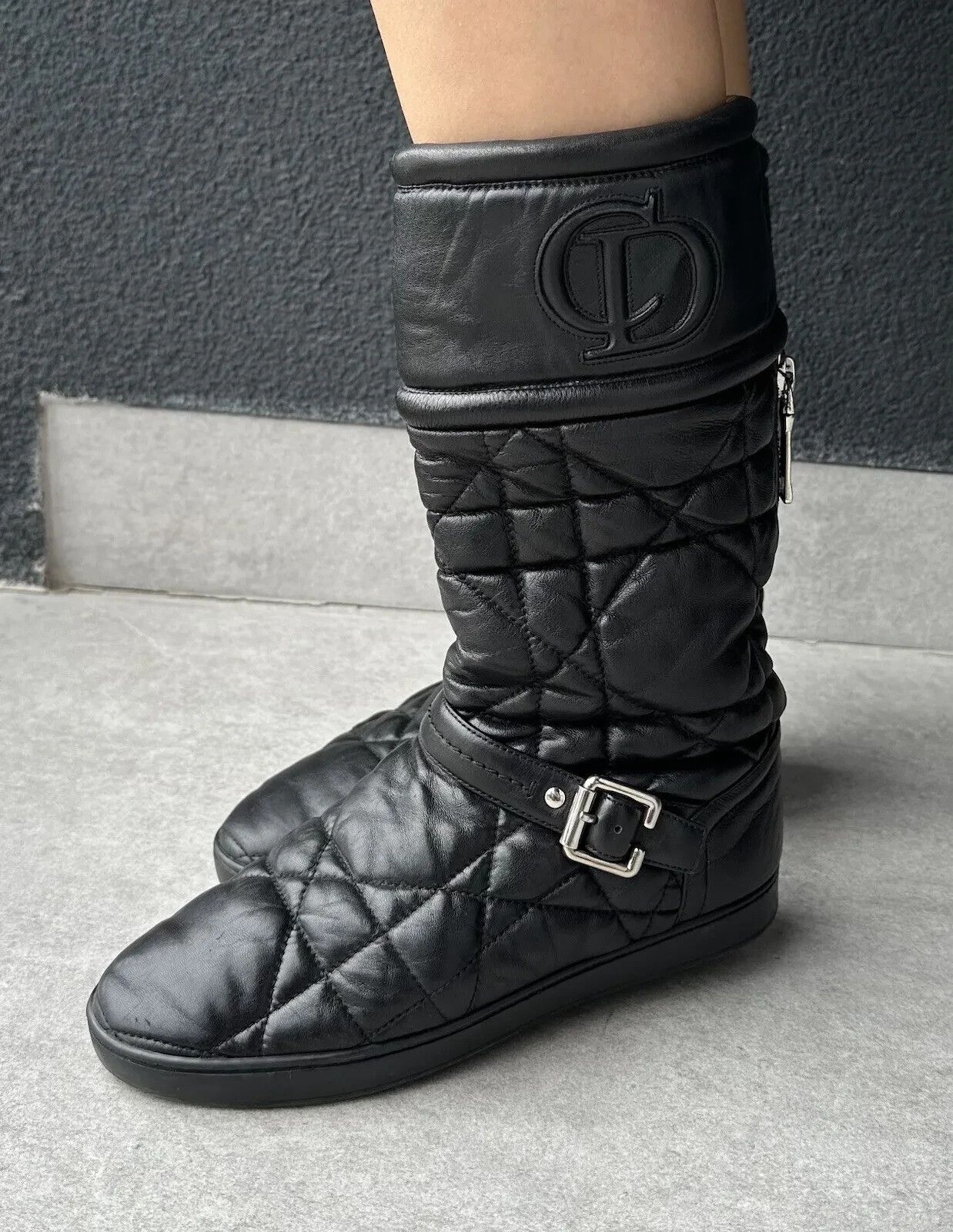 Dior CD Christian DIOR vintage women soft leather QUILTED BOOTS Size US 7.5 / IT 37.5 - 1 Thumbnail