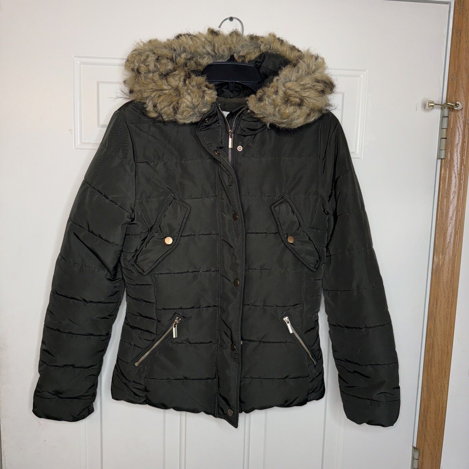 H&M H&M Parka Coat Women’s Size 2 Khaki Green Puffer Jacket Zip Size XS / US 0-2 / IT 36-38 - 1 Thumbnail