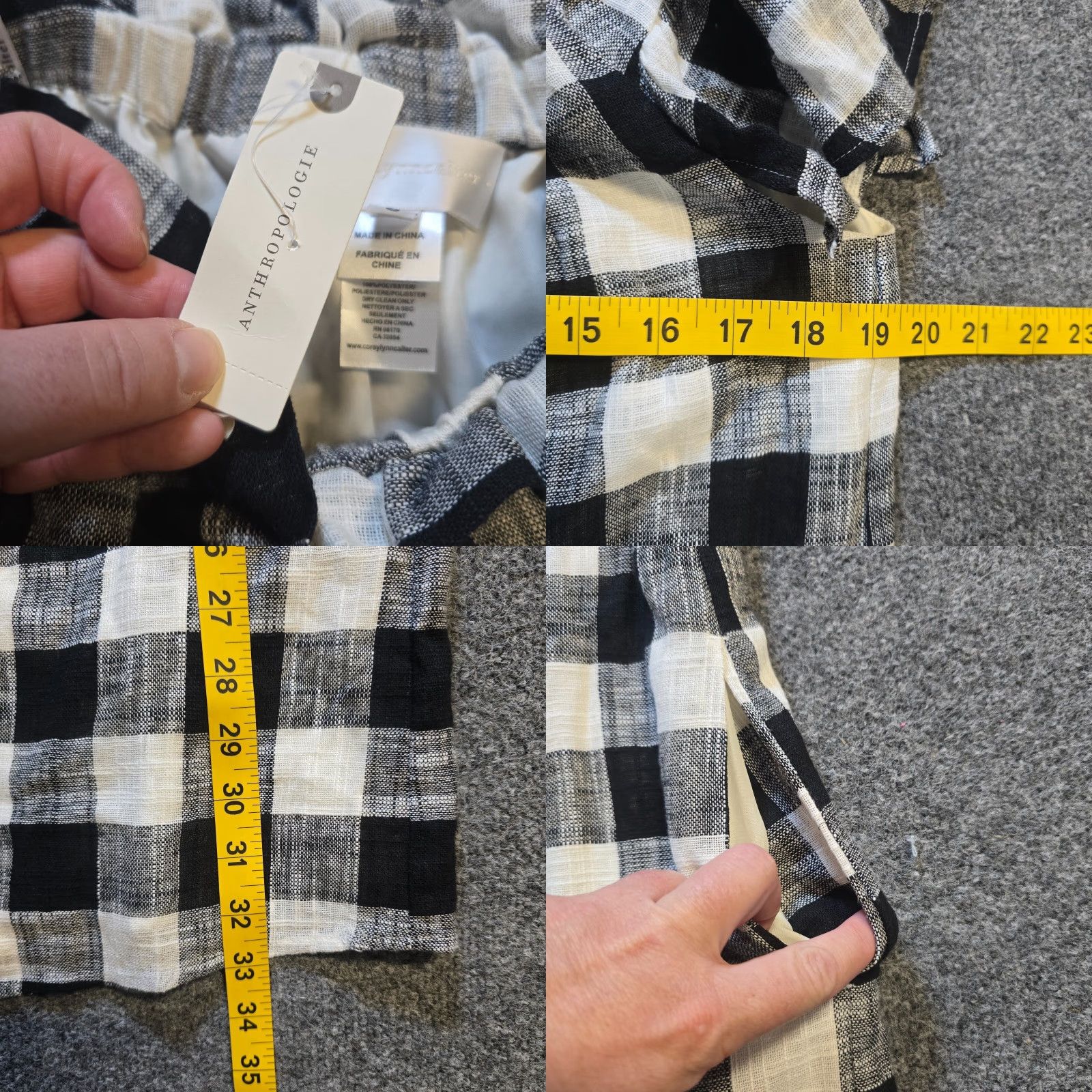 Vintage Corey Lynn Calter Dress Women Small Black White Gingham Plaid Linen Blend Casual A-Line Short Sleeve Round Neck Pullover Size S / US 4 / IT 40 - 8 Thumbnail