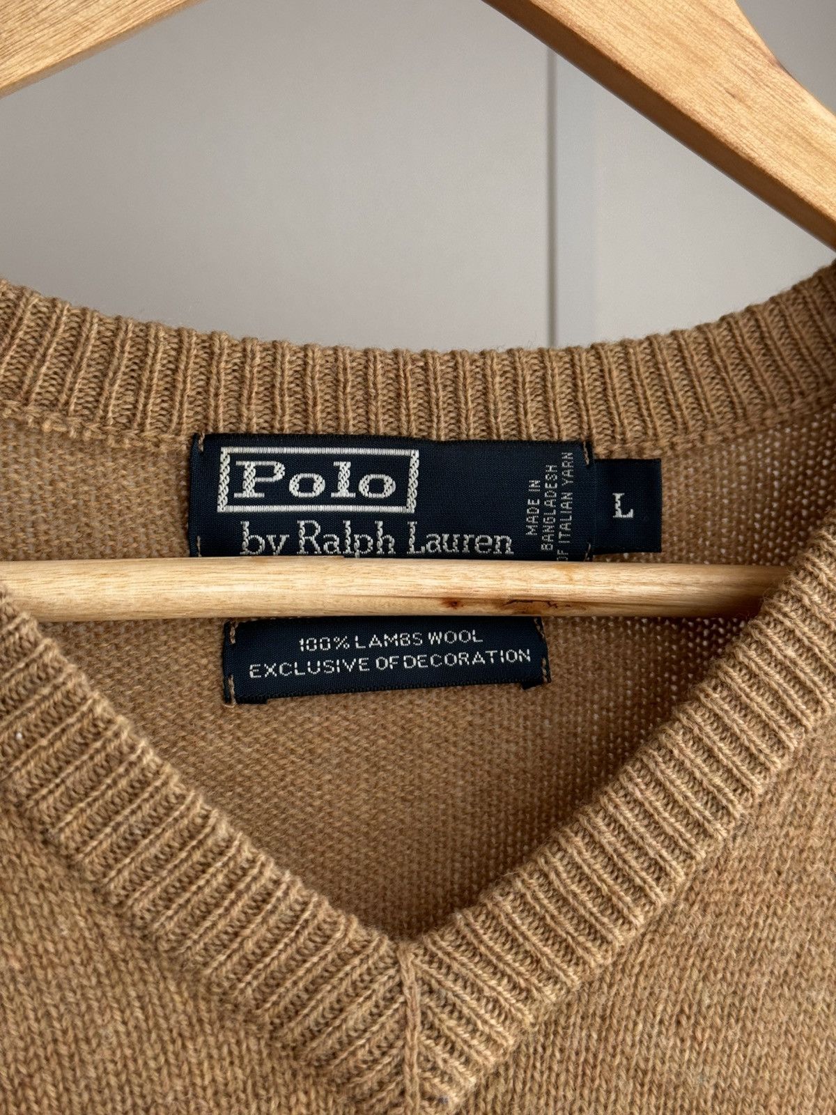 Polo Ralph Lauren × Vintage VTG Polo Ralph Lauren PRL Creamy Beige Lambswool Sweater Size US L / EU 52-54 / 3 - 8 Thumbnail