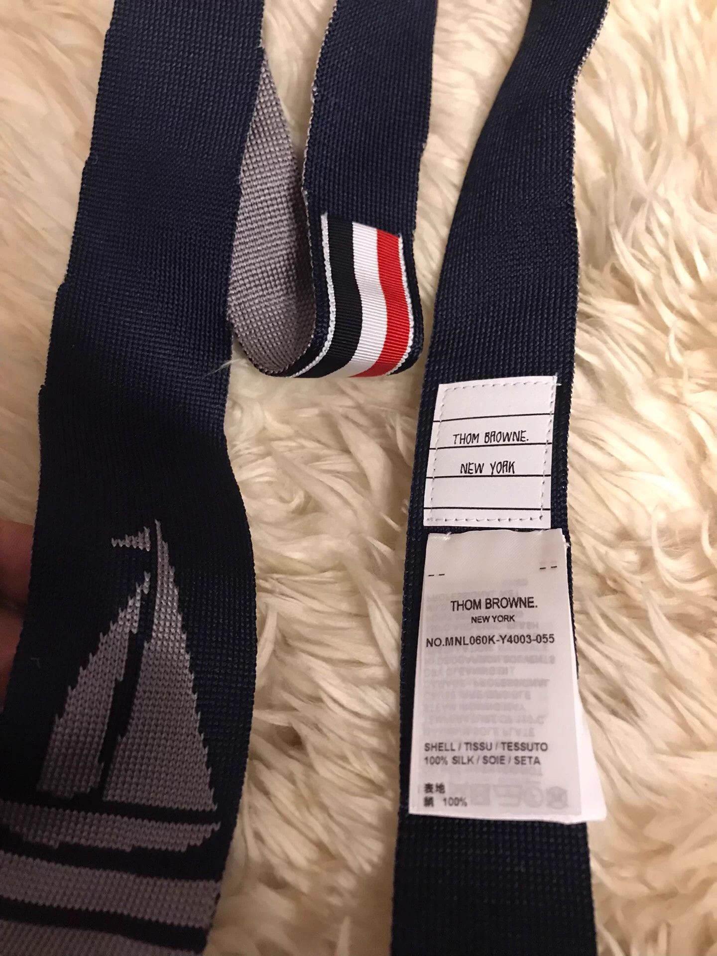 Thom Browne Thom Browne Classic Silk Sailboat Pattern Gray & Black Tie Size ONE SIZE - 3 Thumbnail