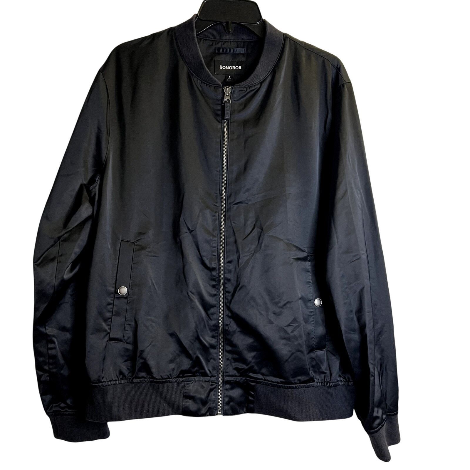Bonobos Bonobos Mens Full Zip Bomber Jacket Standard Fit Black L Size US L / EU 52-54 / 3 - 2 Thumbnail