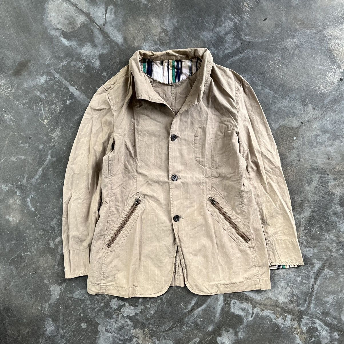 image of Ppfm Button Down Stripe Jacket in White, Men's (Size Medium)
