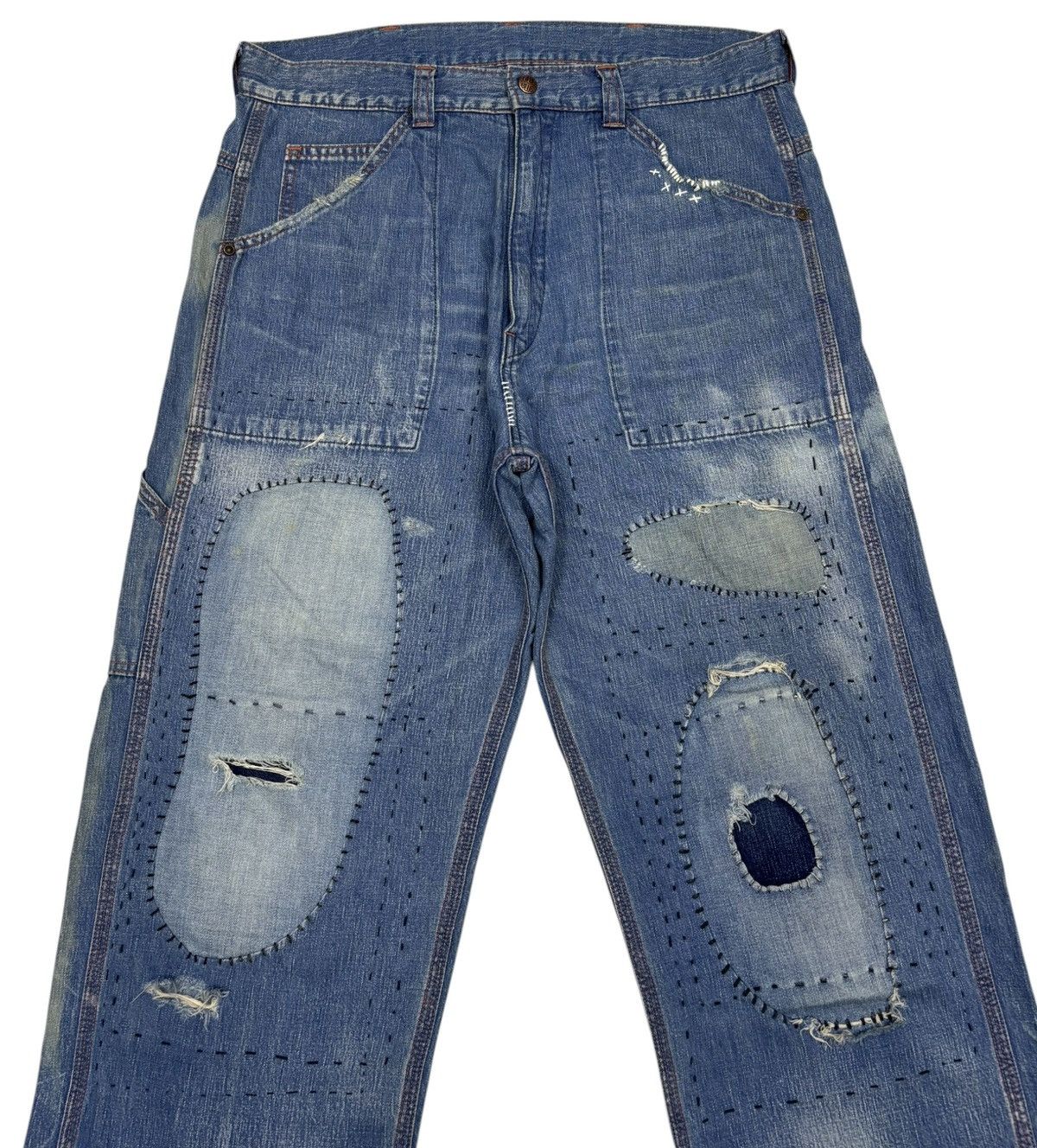 Kapital RARE‼️ BORO SASHIKO PATCHWORK BAGGY JEANS BLUE BLUE JAPAN Size US 34 / EU 50 - 5 Thumbnail