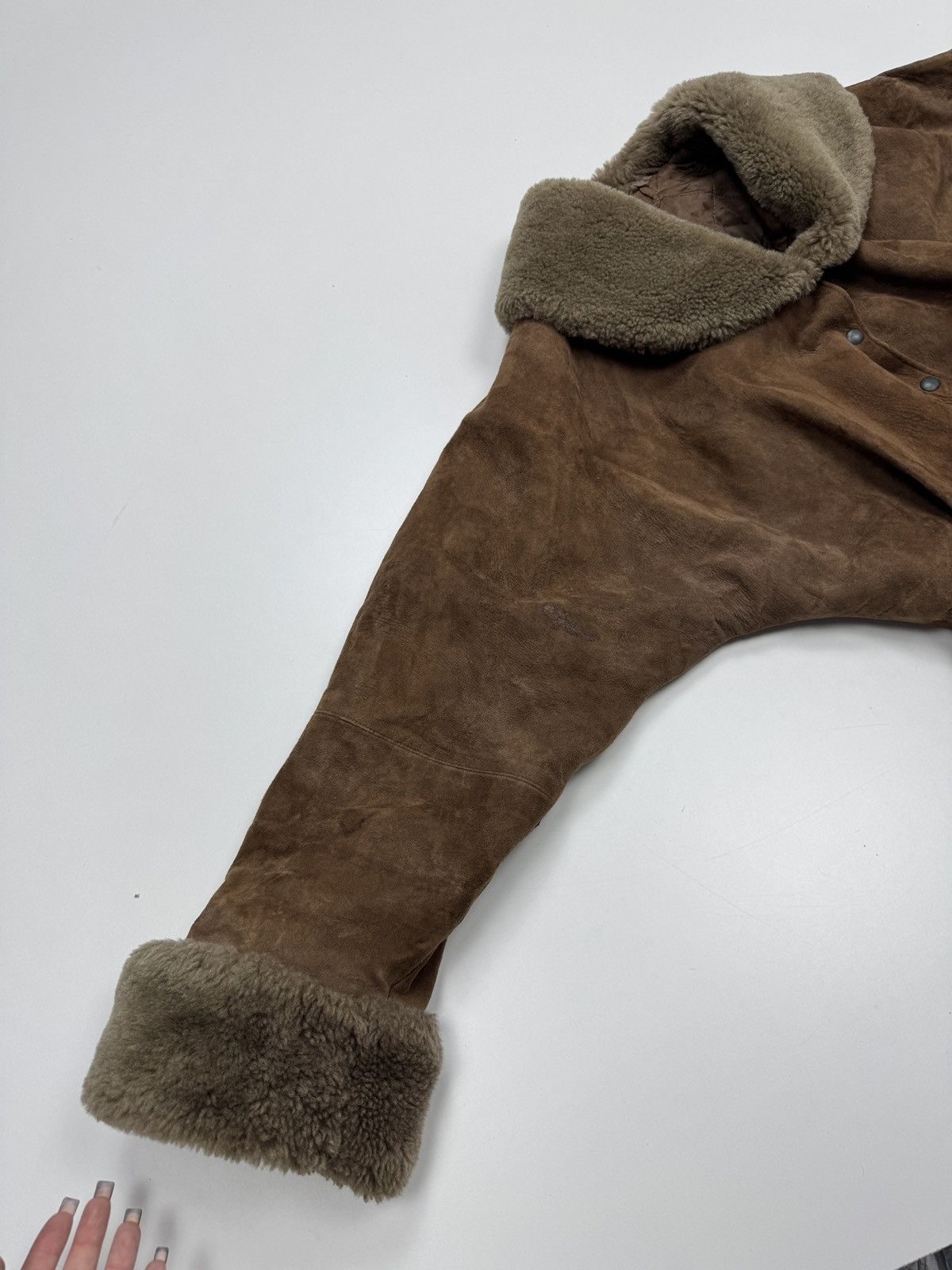 Other Vintage Women’s Shearling Suede Cropped Jacket Size M / US 6-8 / IT 42-44 - 2 Thumbnail
