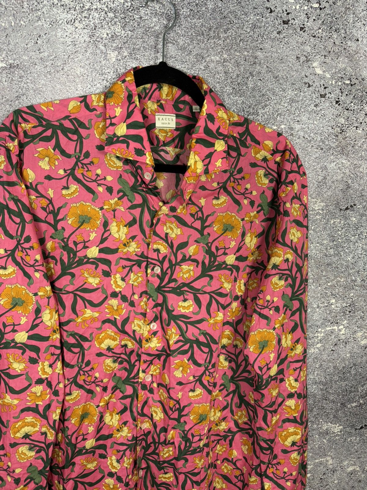 Designer × Vintage Xacus Size 17/43 Evolution Fit Pink Shirt Floral Print Size US L / EU 52-54 / 3 - 3 Thumbnail