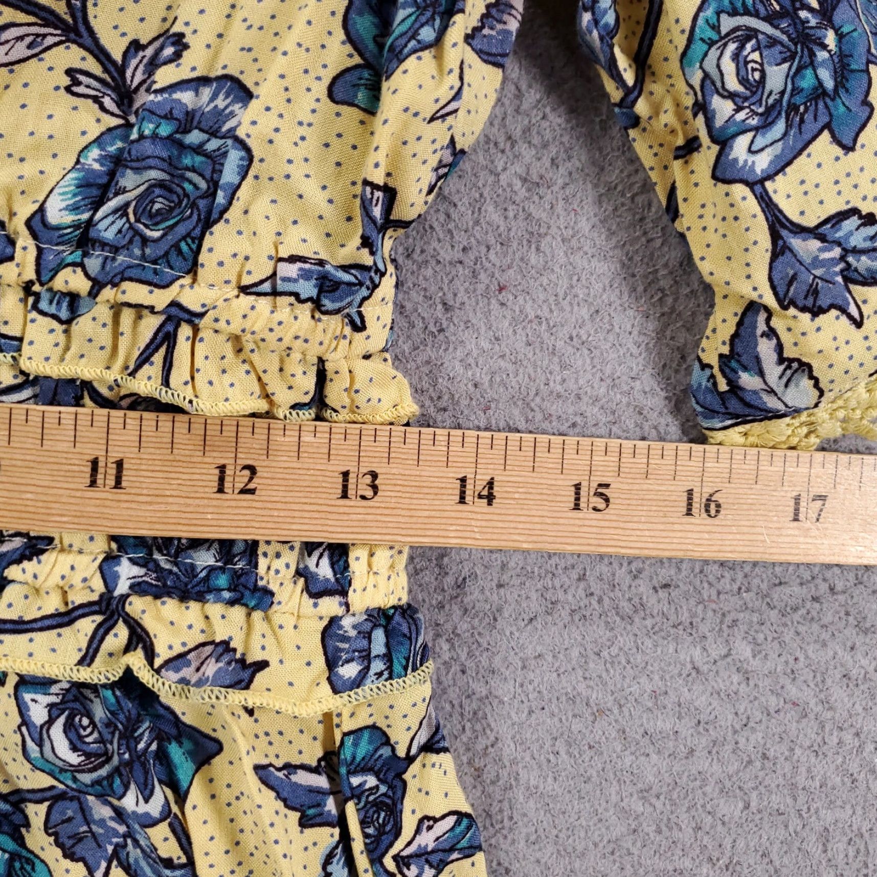 Vintage ANGIE Floral Dress Mini V-Neck Short Sleeve Women Medium Yellow Blue NWT Size M / US 6-8 / IT 42-44 - 5 Thumbnail