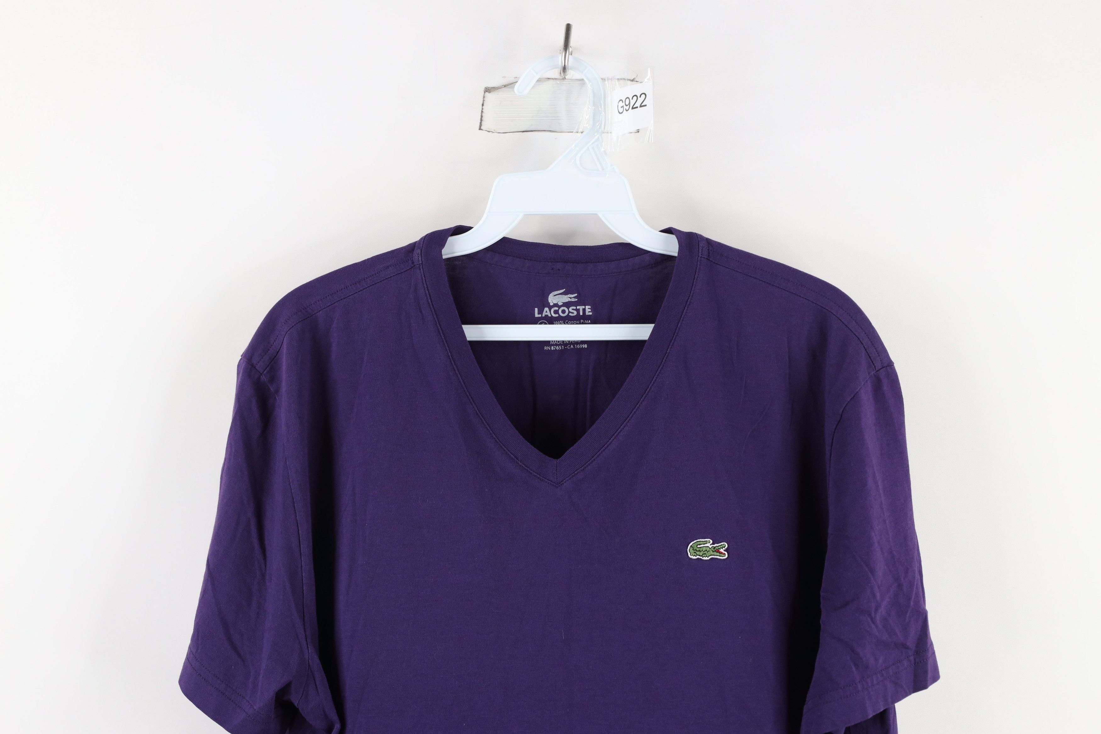 Lacoste × Vintage Lacoste Distressed Croc Logo Short Sleeve V-Neck T-Shirt Size US L / EU 52-54 / 3 - 2 Thumbnail