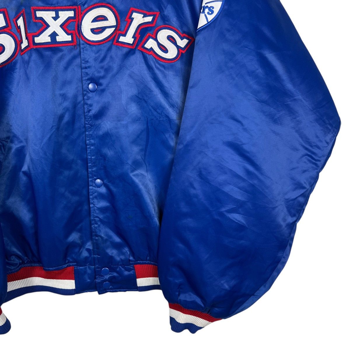Majestic 🔥 Vintage NBA 76ers Sixers Majestic Satin Bomber Jacket Size US XXL / EU 58 / 5 - 9 Thumbnail