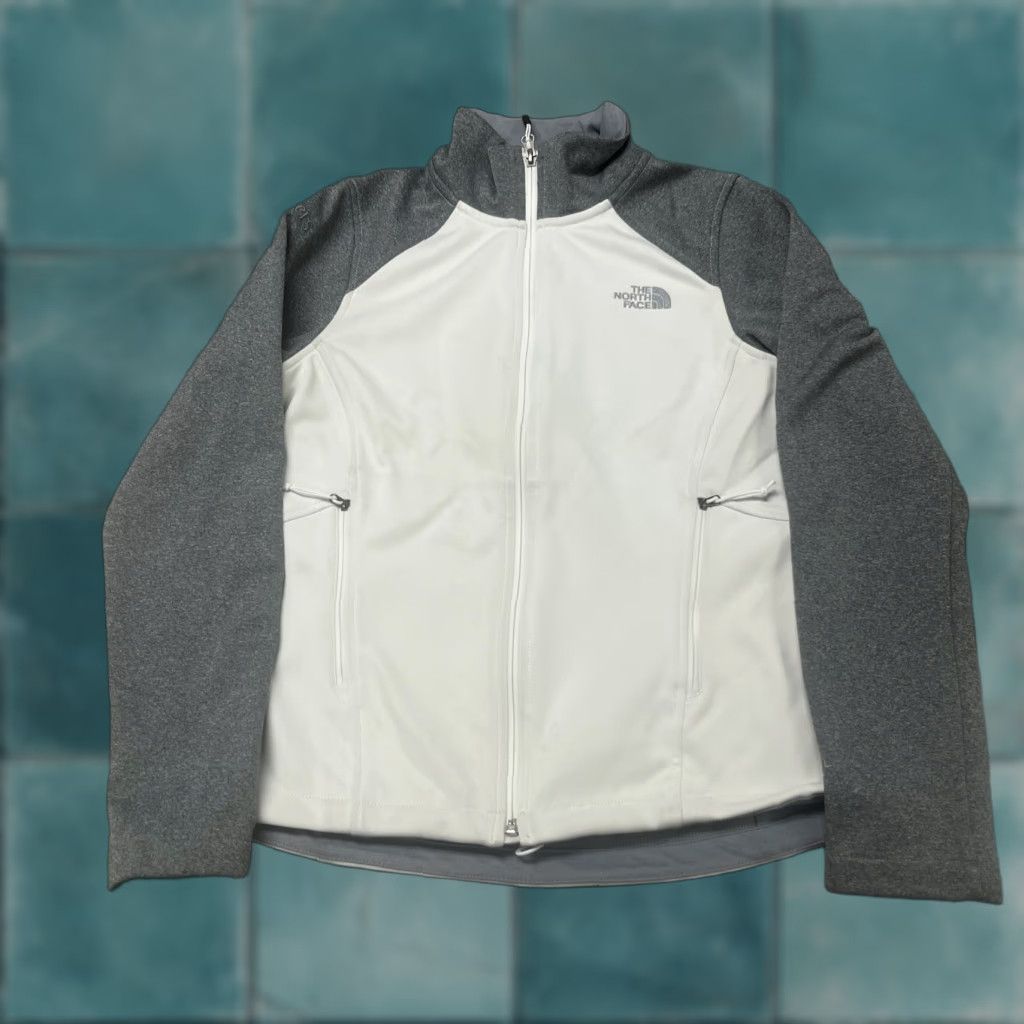 The North Face VINTAGE The North Face White Gray Womens S Full Zip Windwall Fleece Jacket Size S / US 4 / IT 40 - 1 Thumbnail