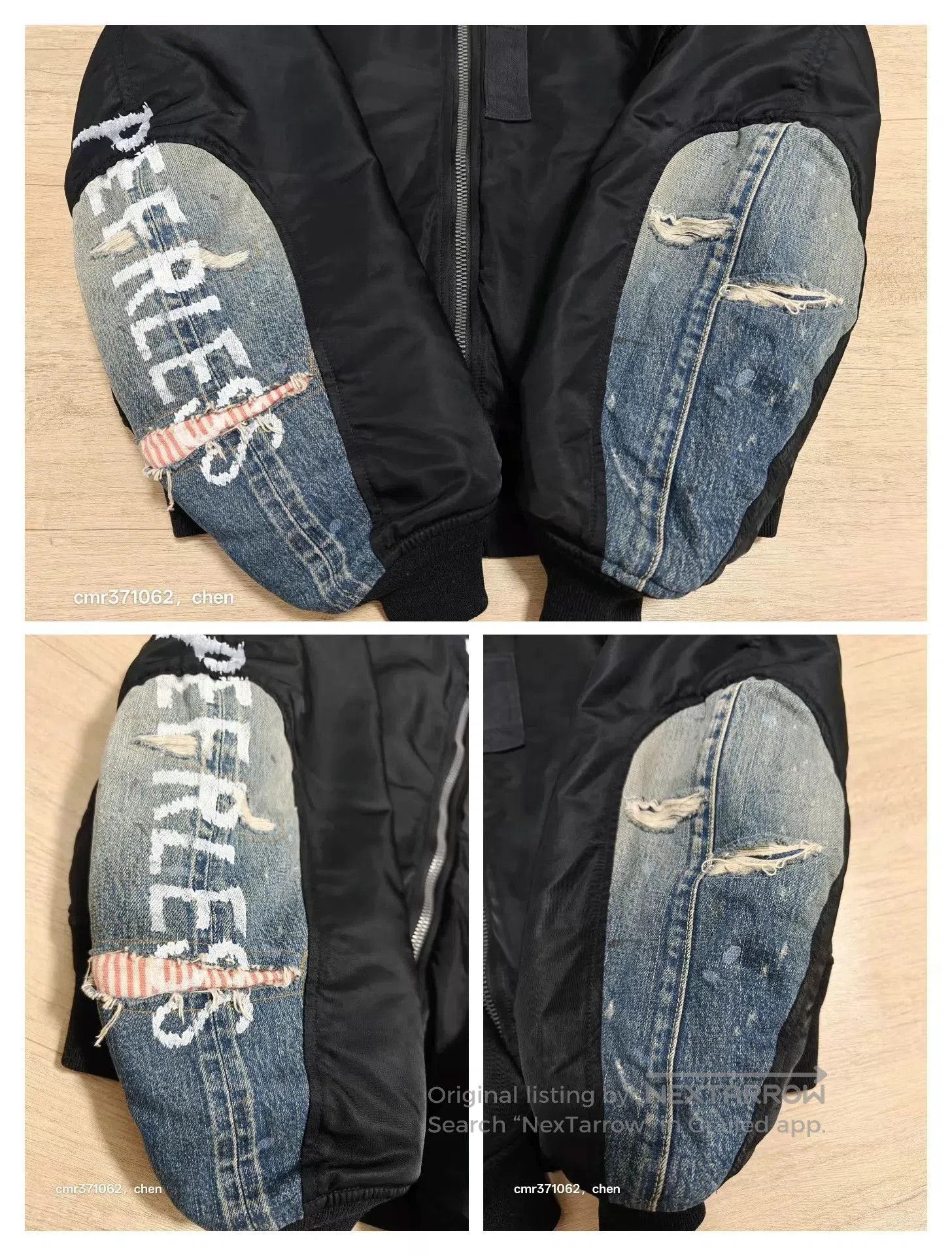 Visvim Black Bomber Jacket with Denim Sleeves Size M. Size US M / EU 48-50 / 2 - 8 Thumbnail