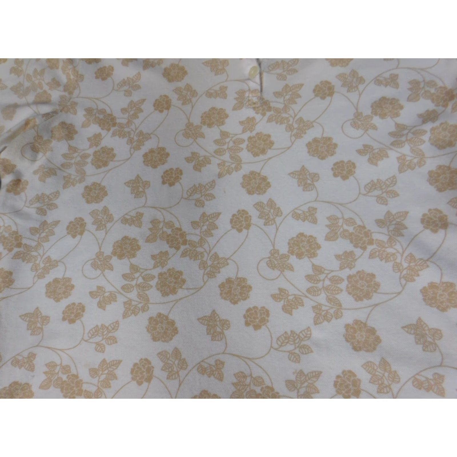 Vintage White Stag Shirt Blouse Womens XL Beige Floral Short Sleeve Crew Neck Cotton Rayon Stretch Casual Size XL / US 12-14 / IT 48-50 - 4 Thumbnail