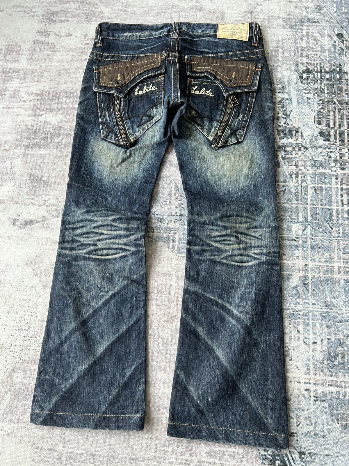 If Six Was Nine Lolita Y2k Design Flared Jeans Size 30" / US 8 / IT 44 - 4 Thumbnail