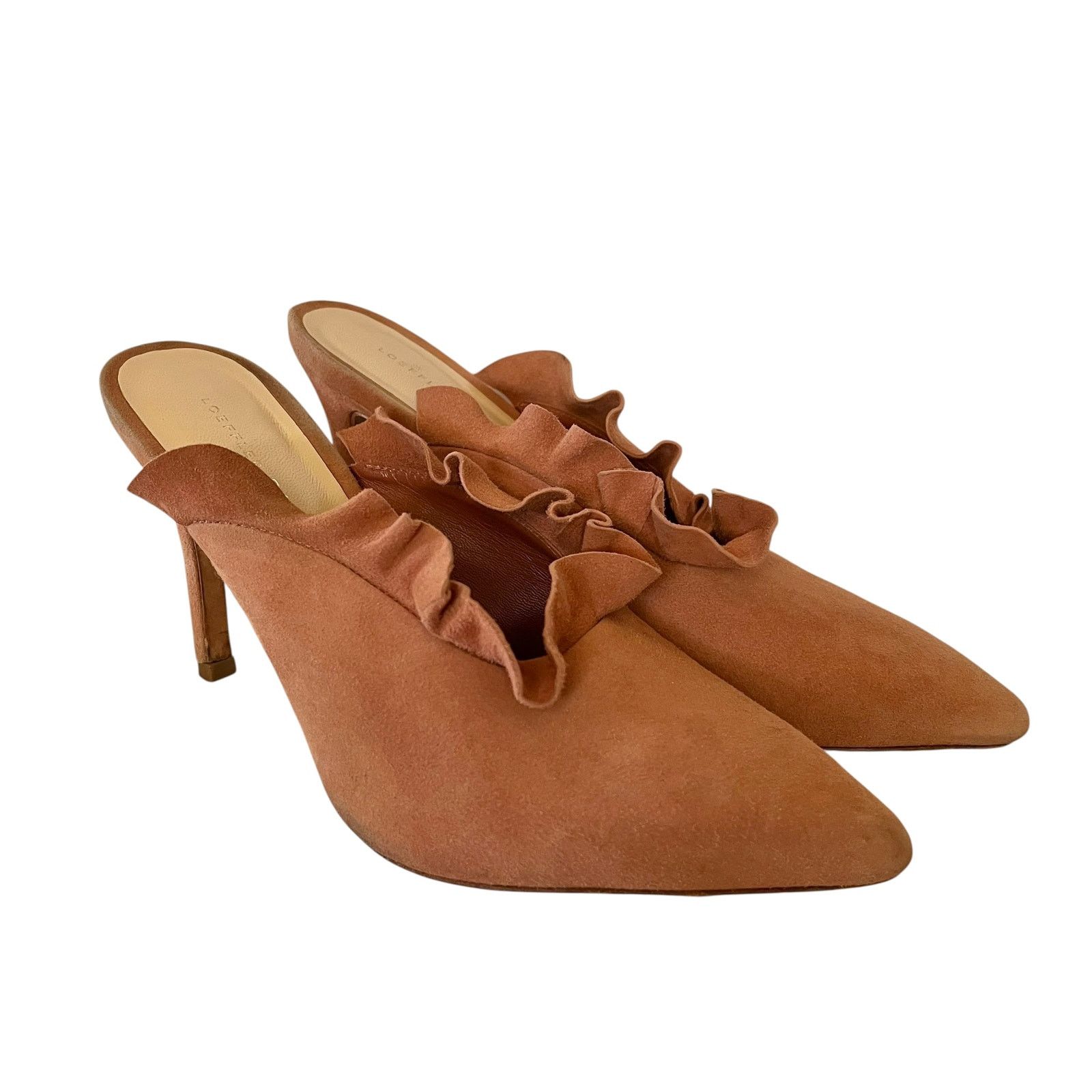 Loeffler Randall Loeffler Randall Langley Dusty Rose Suede Ruffle Mule Heels Size US 7 / IT 37 - 1 Thumbnail