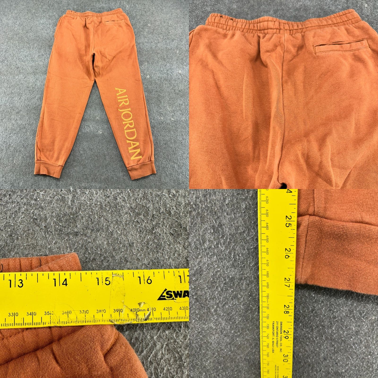 Jordan Brand Air Jordan Pants Men Small Orange Sweat Jogger Fleece Nylon Stretch Logo Jumpman Size US 29 - 8 Thumbnail
