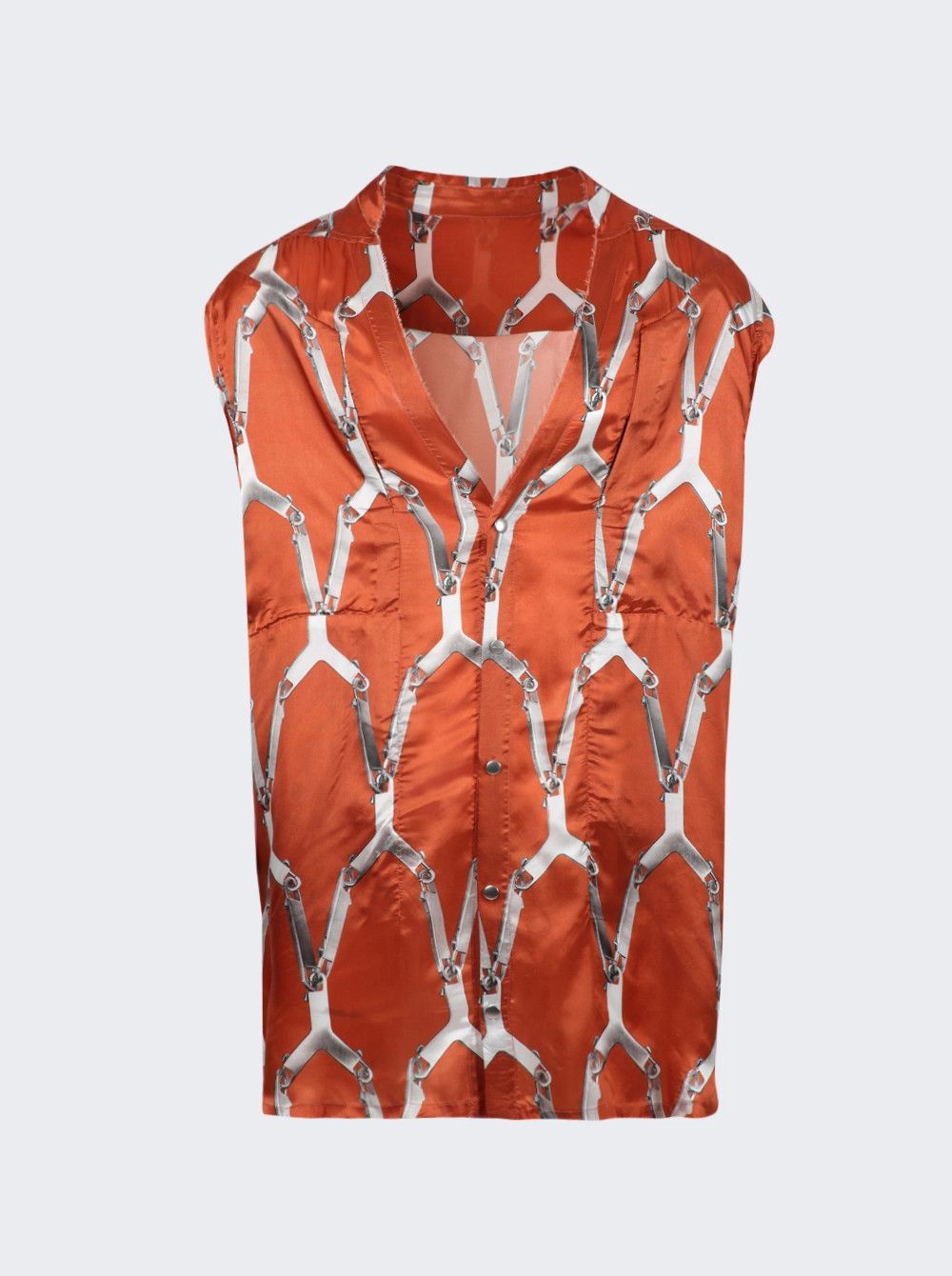 Rick Owens o1y0325 Patterned Shirt in Orange/Silver Size US M / EU 48-50 / 2 - 5 Thumbnail
