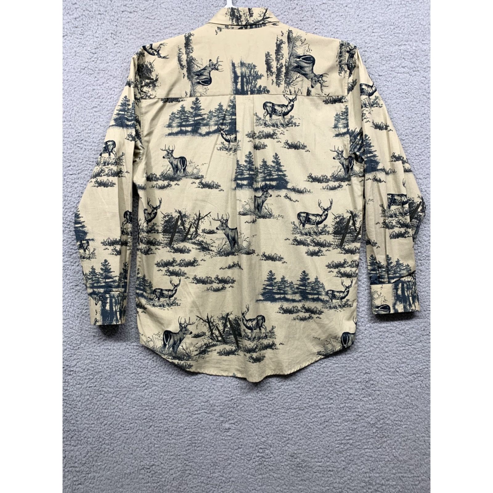 Vintage Natural Issue Shirt Men Button-Up Wrinkle Free 1 Pocket Black Tan Drk Green Woods & Deer Casual Size US S / EU 44-46 / 1 - 4 Thumbnail