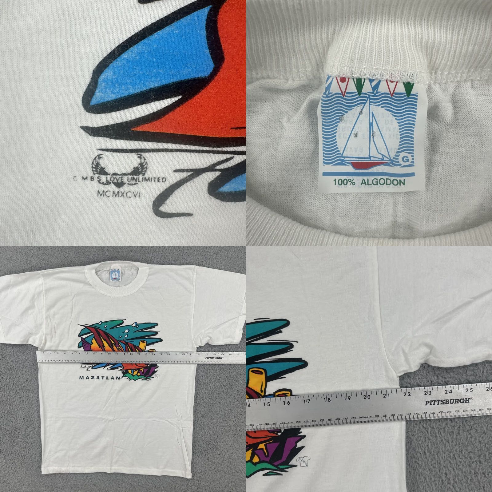 Vintage VINTAGE El Capitan T-Shirt Mens Cotton 90s Mazatlan Mexico White Short Sleeve Crew Neck Large Fun Beach Fish Art Holiday EUC Size US L / EU 52-54 / 3 - 8 Thumbnail