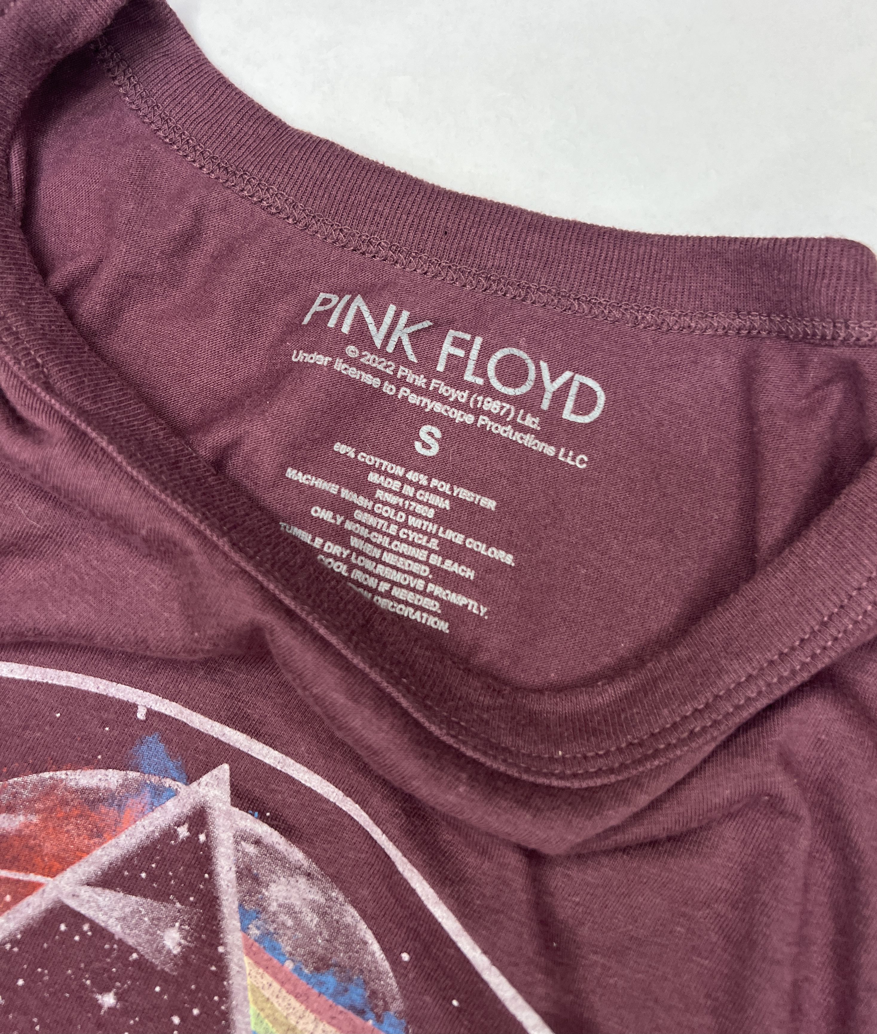 Pink Floyd Dark Side Of The Moon T Shirt Womens Small Maroon Size S / US 4 / IT 40 - 2 Thumbnail