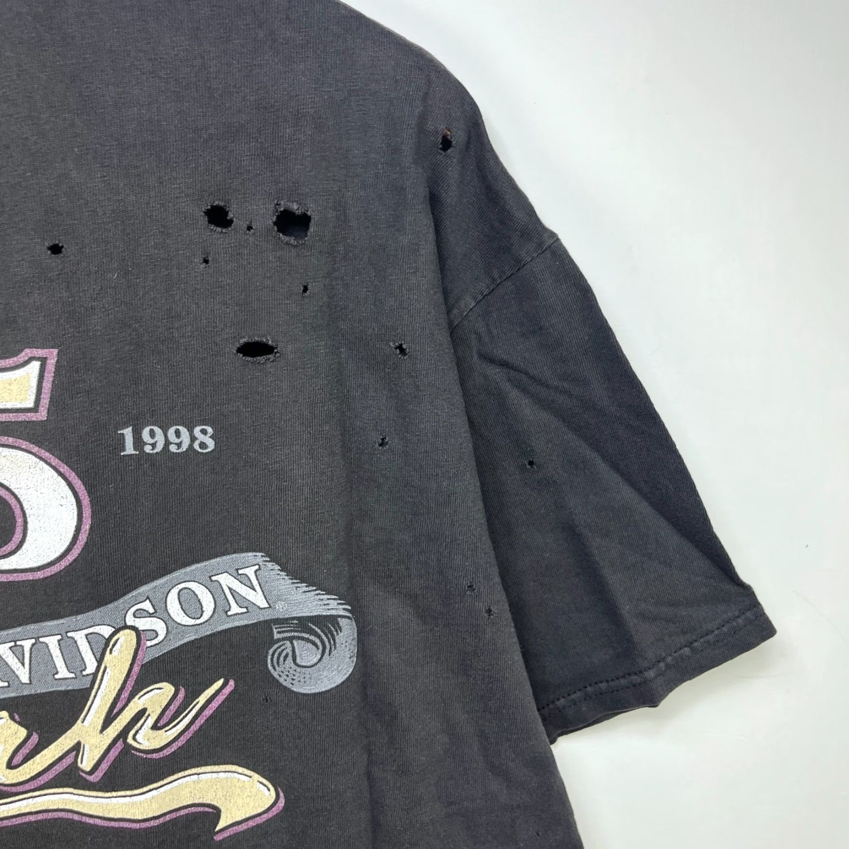 Harley Davidson VINTAGE Harley-Davidson T-Shirt XL Men Black 90s Crew Neck Short Sleeve Pockets Movie Band Nature Rock Grey Wolf Mickey Mouse Hanes Beefy-T Size US XL / EU 56 / 4 - 7 Thumbnail