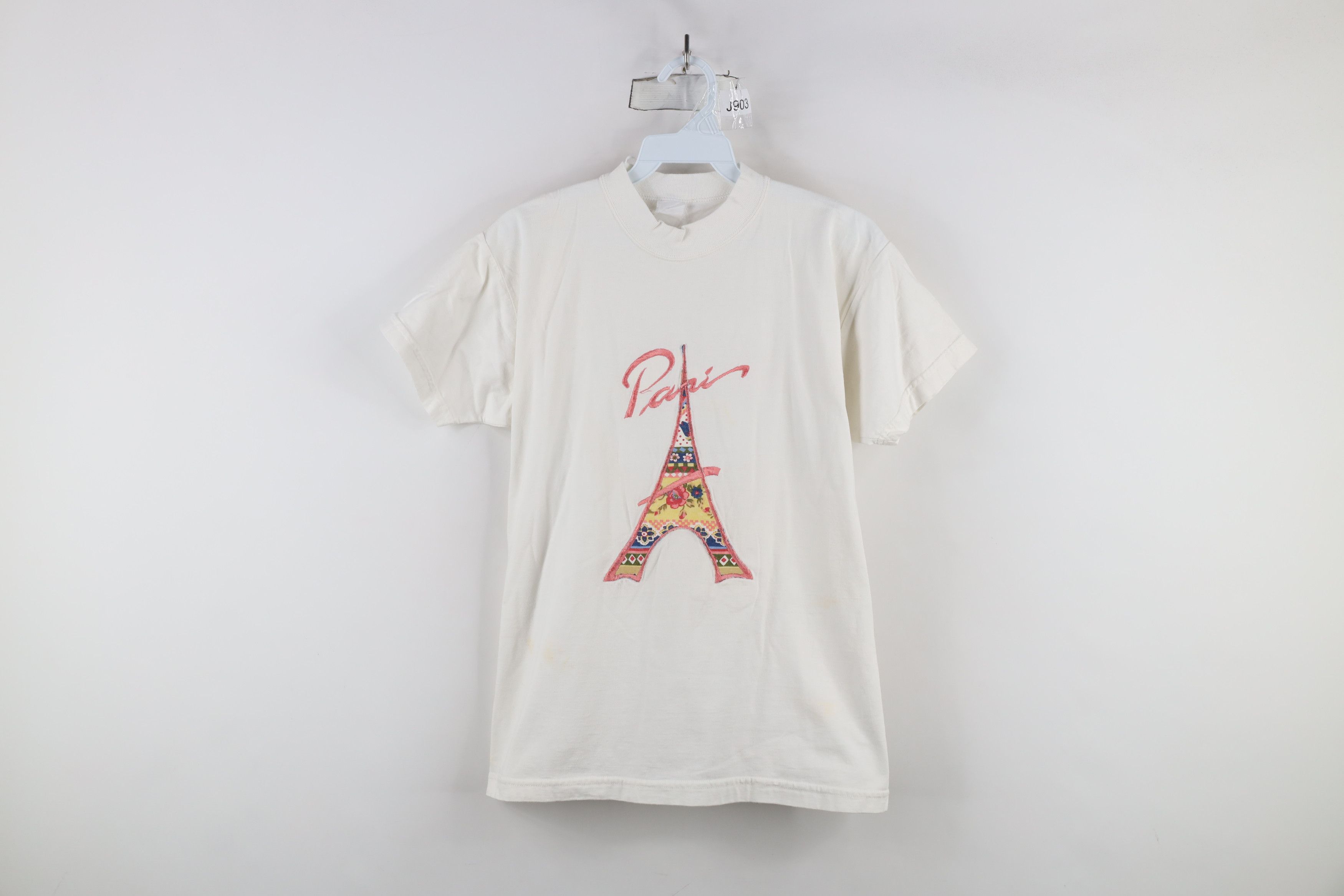 Vintage Vintage 90s Streetwear Paris Eiffel Tower Flower T-Shirt Size S / US 4 / IT 40 - 1 Thumbnail