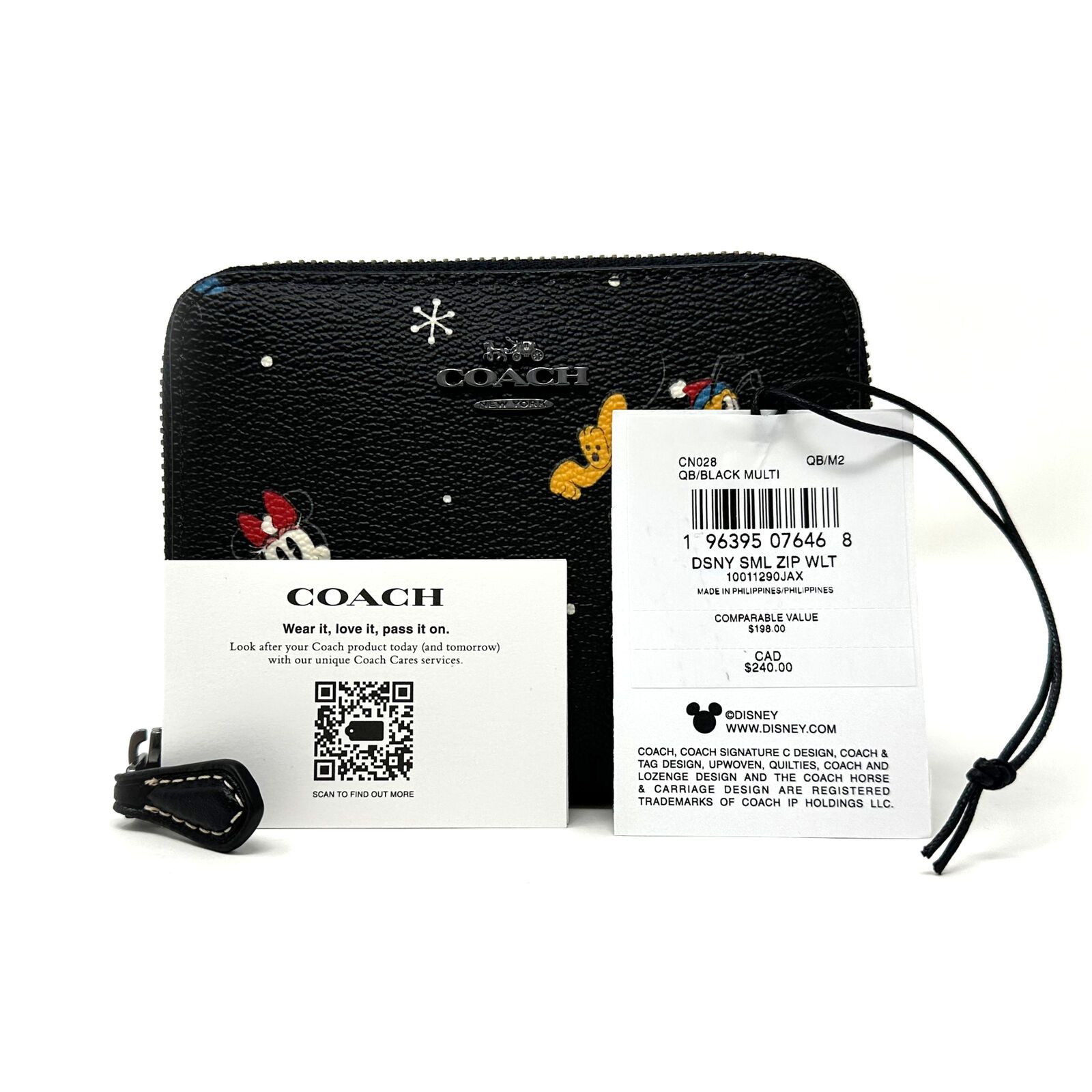 Coach Disney X Coach Small Zip Around Wallet Holiday Black CN028 Size ONE SIZE - 8 Thumbnail