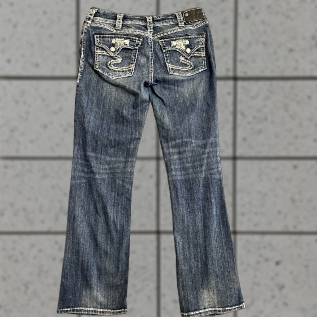 Silver Jeans Co. Silver Jeans Womens Jeans 32x31 Blue Suki Flap 17 Bootcut Western Denim Size 24" / US 00 / IT 34 - 1 Thumbnail