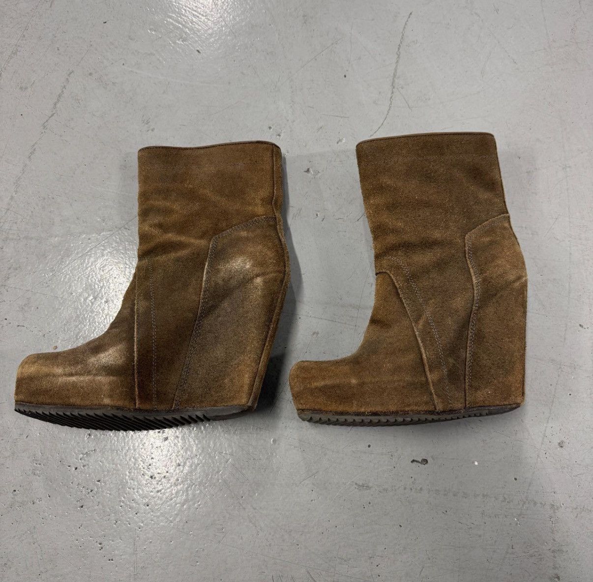 Rick Owens FW2010 Gleam Rick Owens Brown Suede Wedge Heels Size US 8.5 / IT 38.5 - 6 Thumbnail