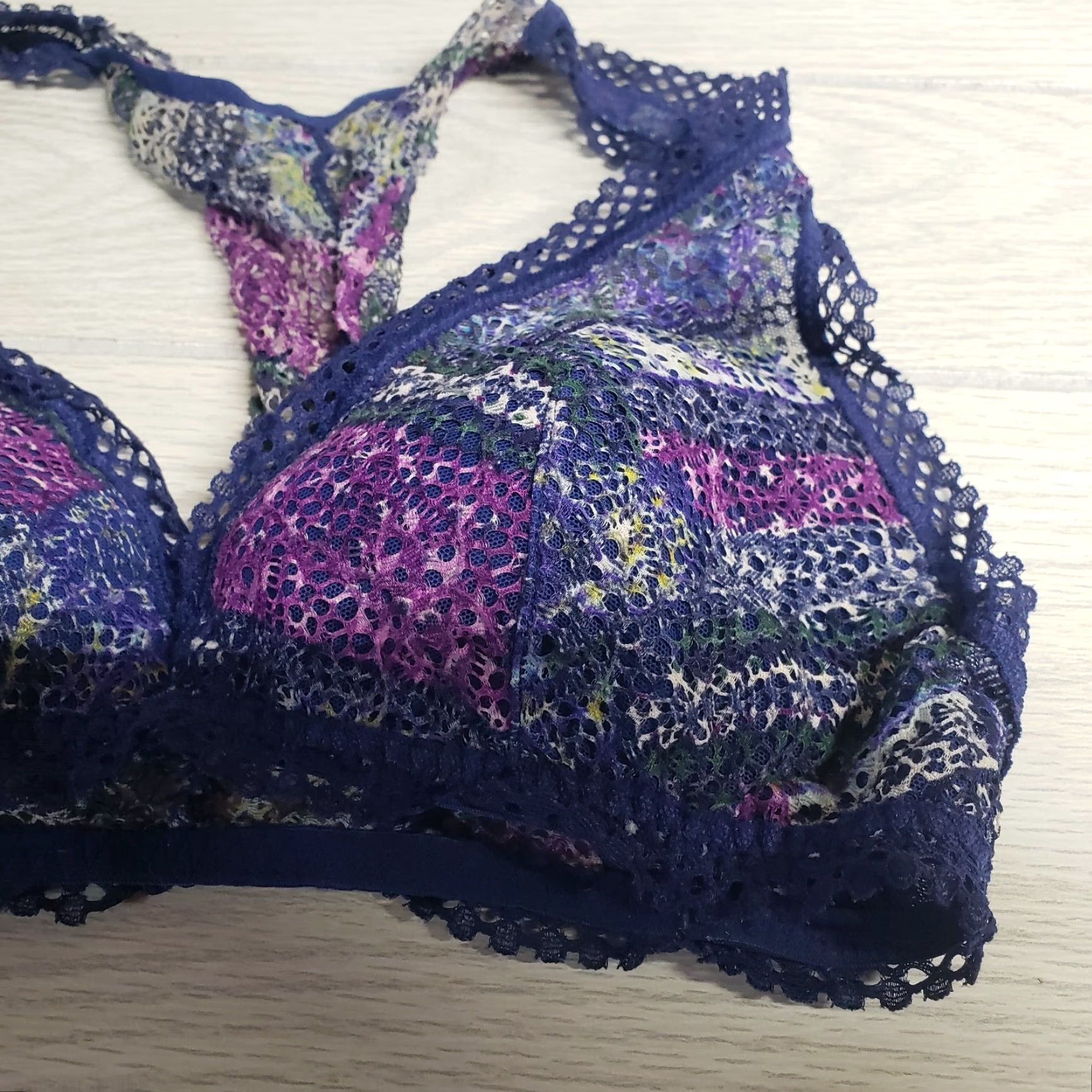Victoria's Secret Victoria's Secret Bra Blue Purple Lace S Racer Back Adult Small Womens Bralette Lace Stretch Underwire Wireless 90s? Size ONE SIZE - 2 Thumbnail