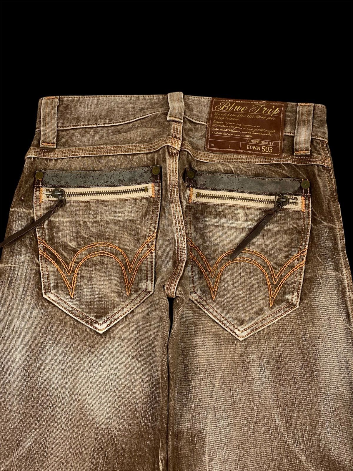 Hysteric Glamour VERY RARE❗️VTG EDWIN BLUE TRIP CRAZY FADED BROWN FLARE JEANS Size US 30 / EU 46 - 8 Thumbnail