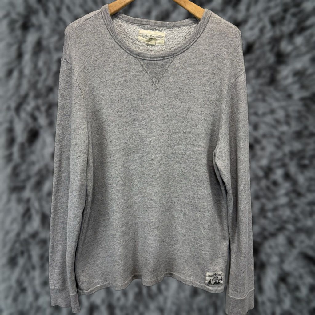 Ralph Lauren VINTAGE Ralph Lauren Denim & Supply Sweater Men's Large Gray Crew Neck Cotton Pullover 90s Size US L / EU 52-54 / 3 - 1 Thumbnail