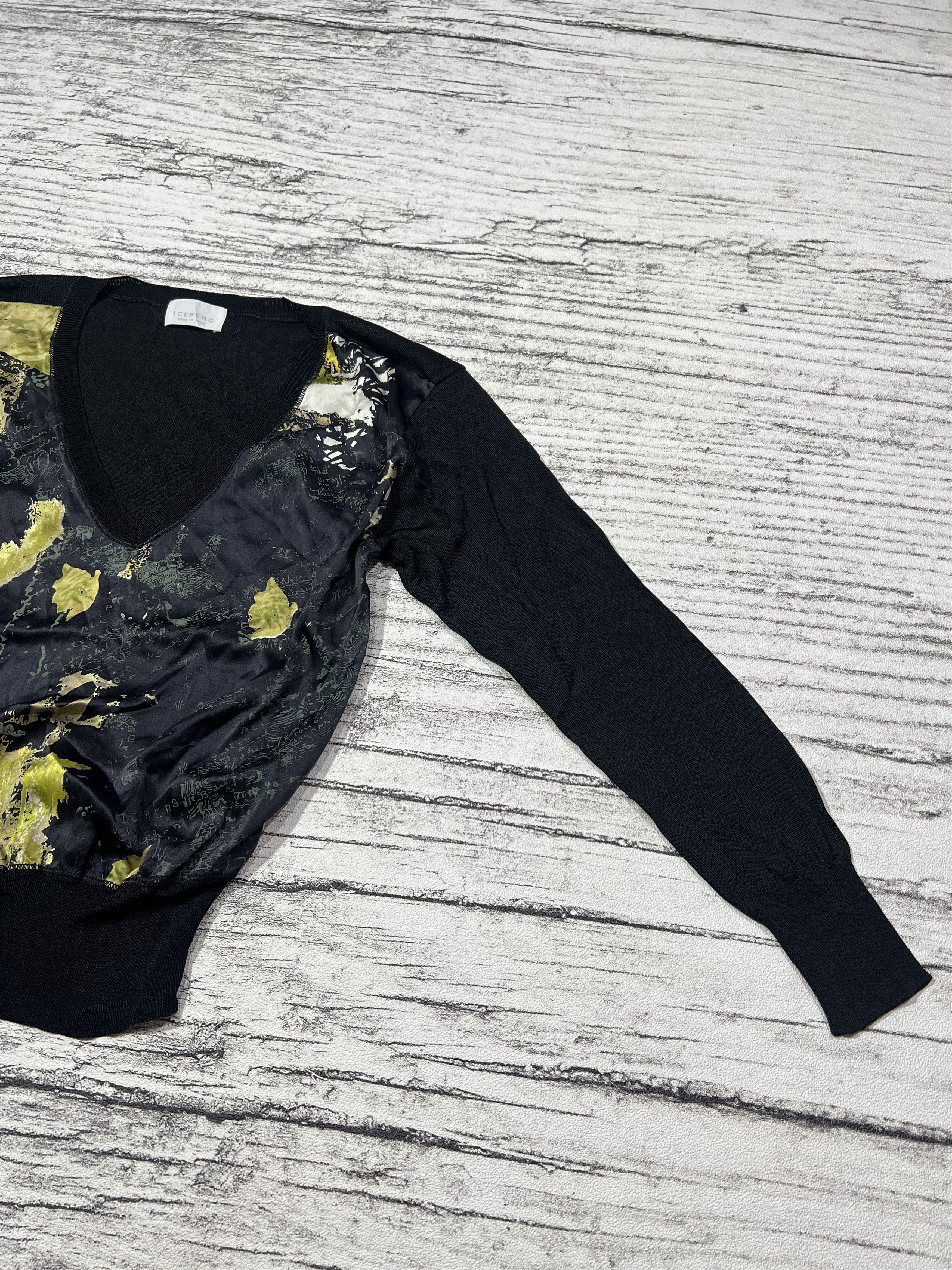 Japanese Brand 2000s Archival Iceberg Abstract Mesh Rayon Silk V-Neck Size US S / EU 44-46 / 1 - 2 Thumbnail