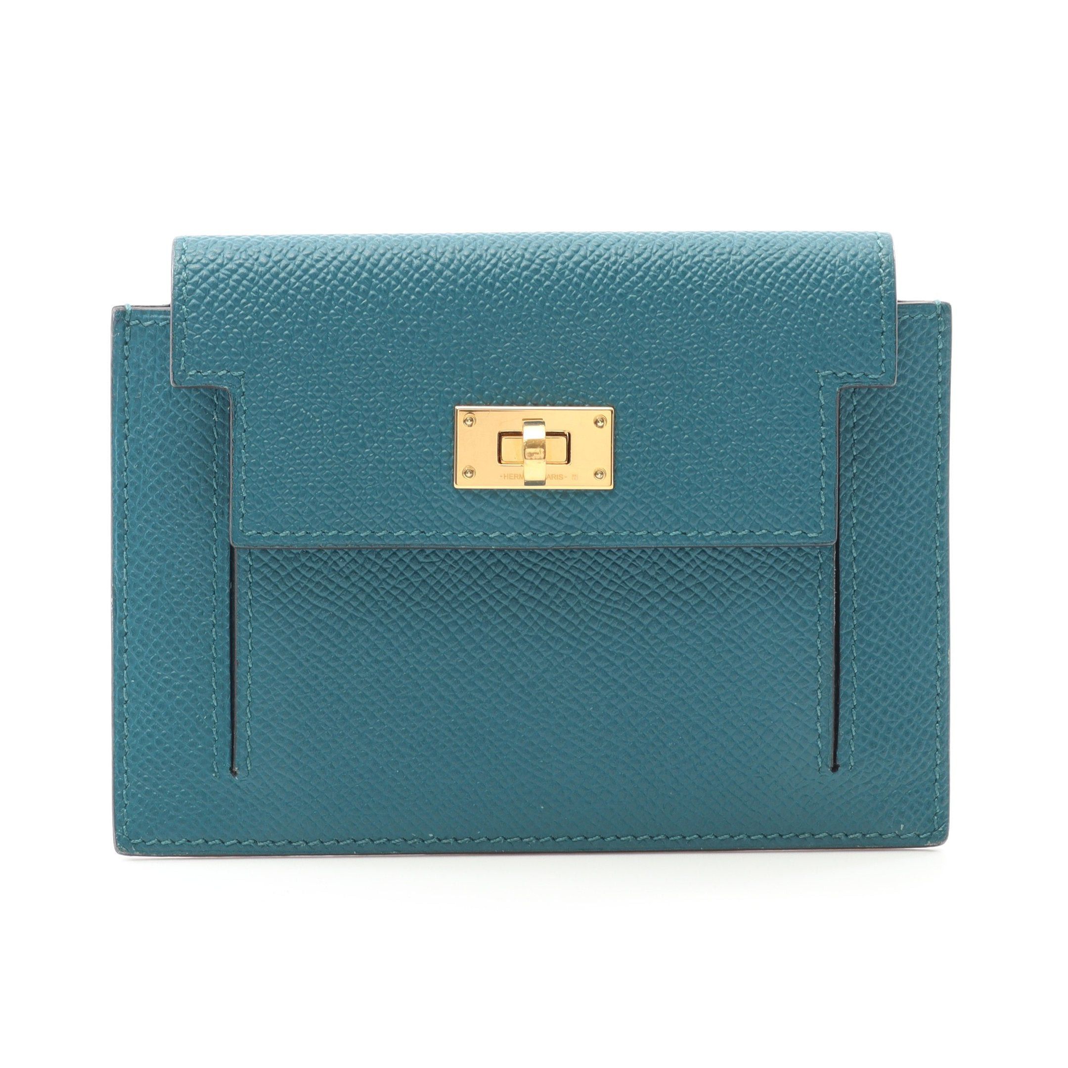 Hermes Hermes Kelly Pocket Compact Veil Vertigo Coin Purse Veau Epsom Blue Green Gold Hardware D Stamp Size ONE SIZE - 1 Thumbnail