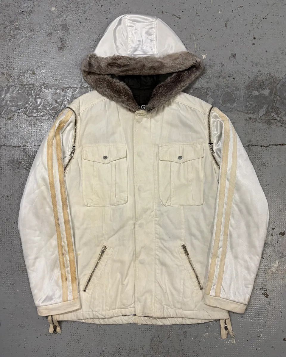 Dolce & Gabbana AW2003 Dolce & Gabbana Hip Hop Fur Hooded Detachable Sleeves White Jacket Size US M / EU 48-50 / 2 - 1 Thumbnail