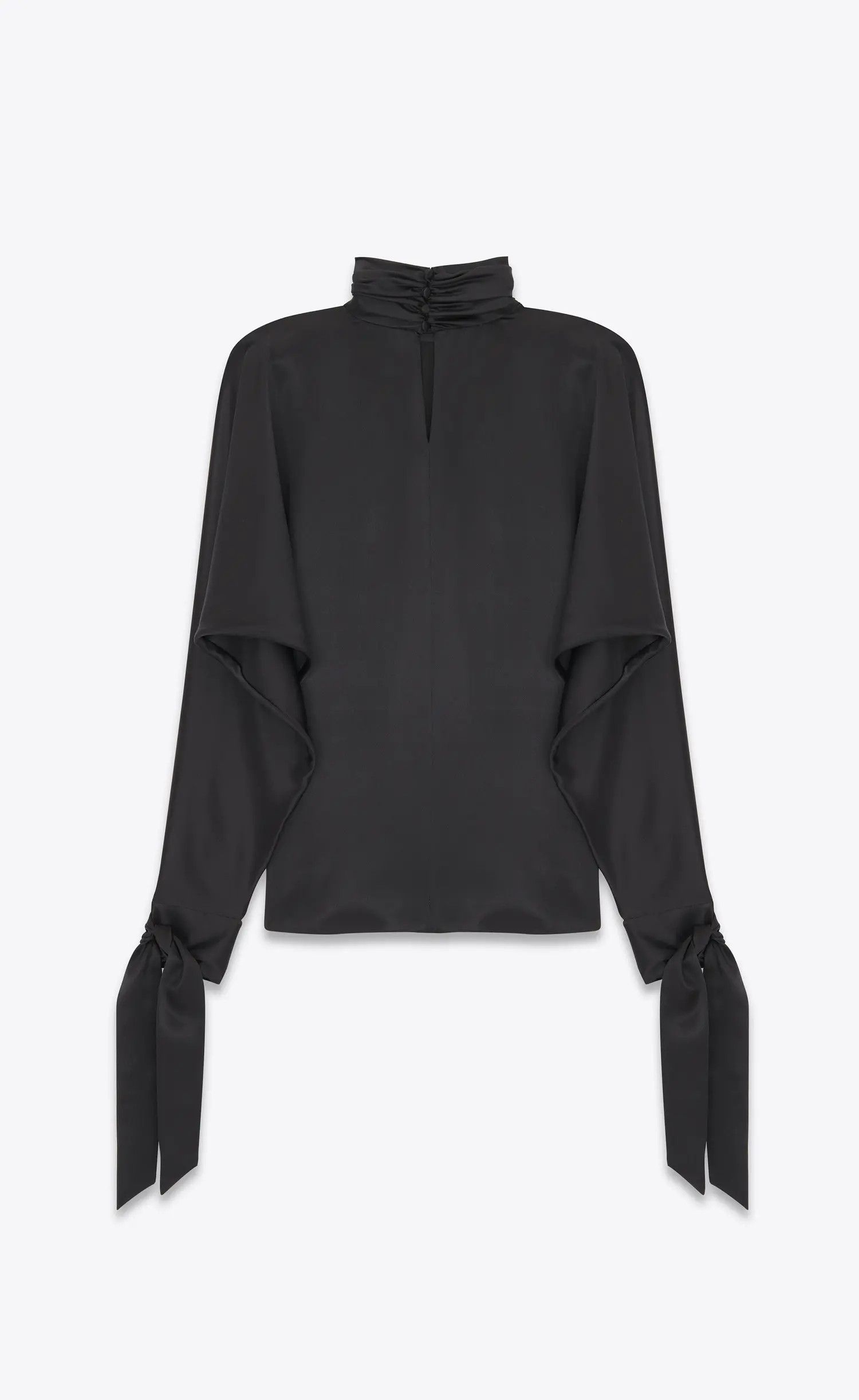 Saint Laurent Paris o1s1wg110225 752982 Blouse in Silk Satin in Black Size M / US 6-8 / IT 42-44 - 4 Thumbnail