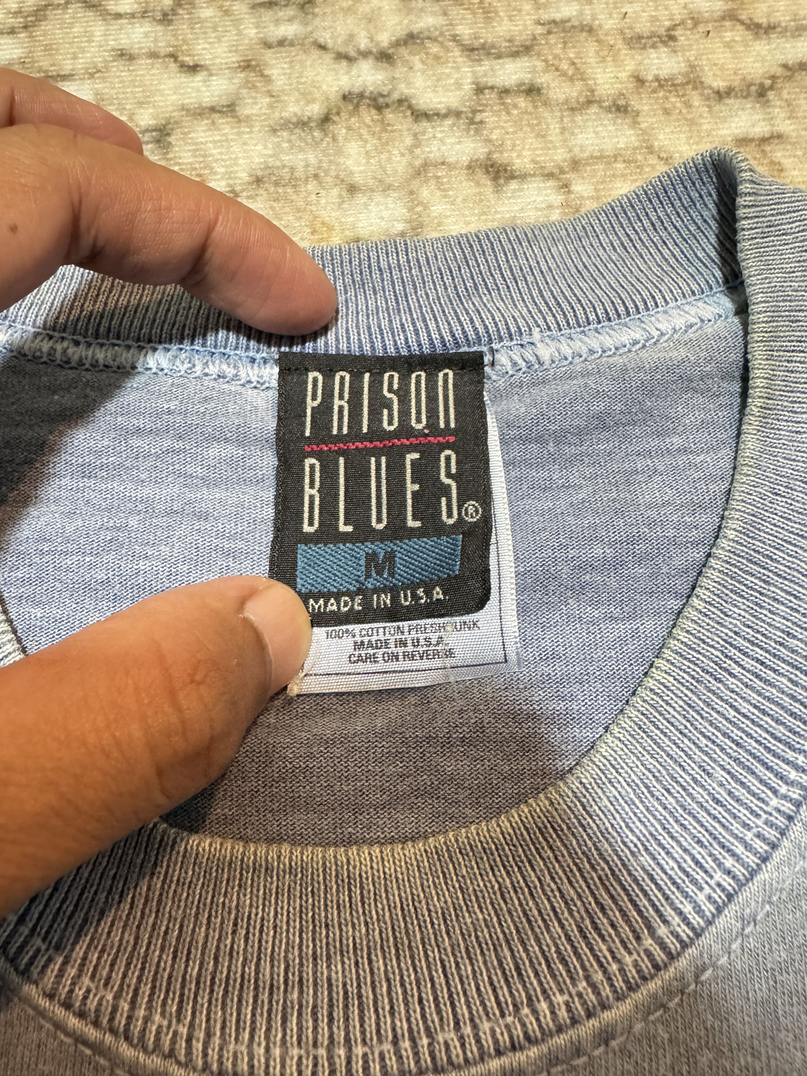 Vintage Vintage 90's Prison Blue Alcatraz Prison T shirt Size US M / EU 48-50 / 2 - 4 Thumbnail