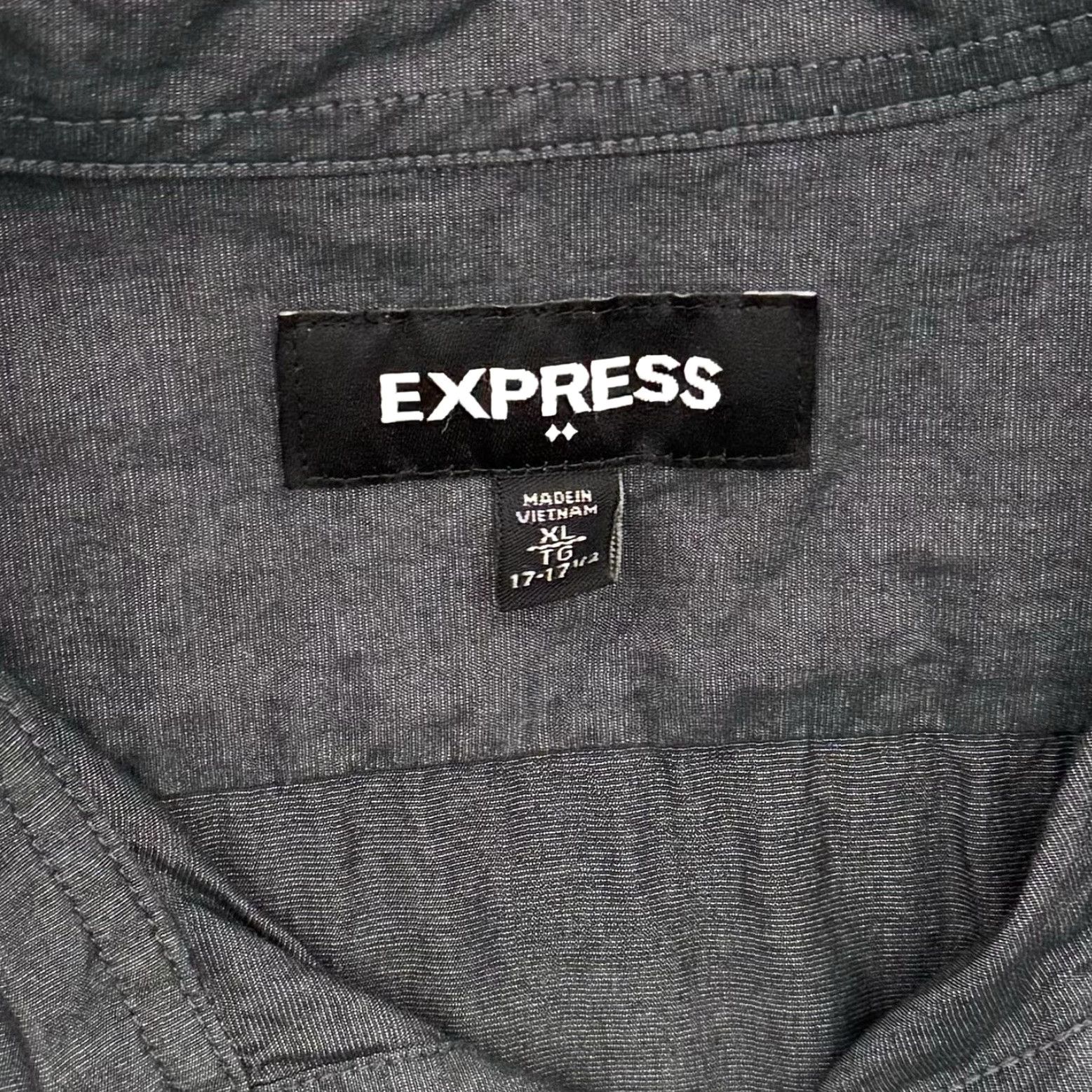 Express Express Shirt Men XL Button-Up 17 17.5 Minimalist Office Streetwear Modern Urban Gray Short Sleeve Collared 100% Cotton Size US XL / EU 56 / 4 - 7 Thumbnail