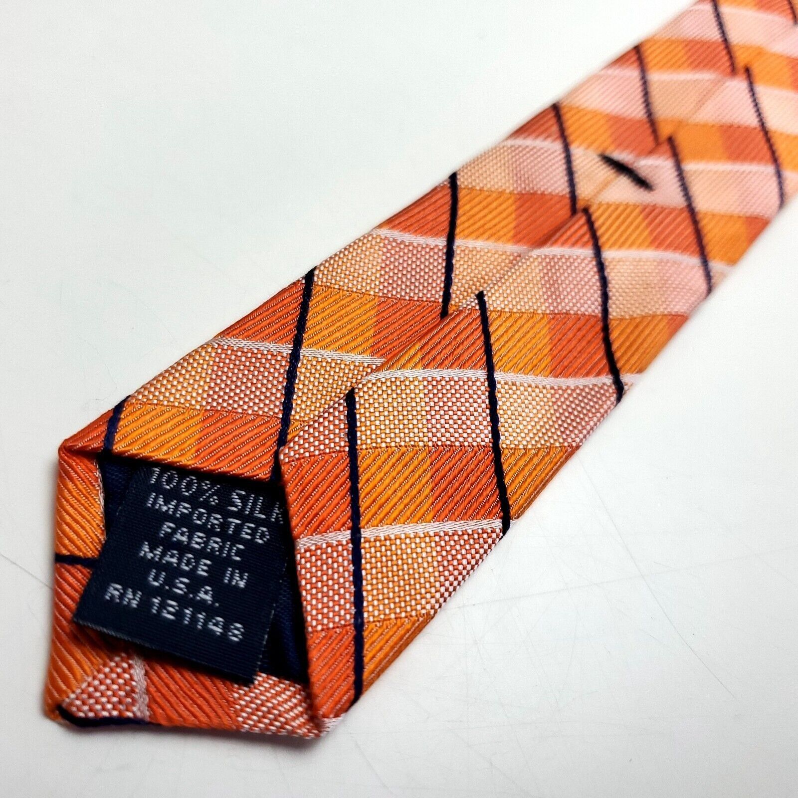Nautica Nautica Orange Silk Tie Woven Striped Size ONE SIZE - 5 Thumbnail