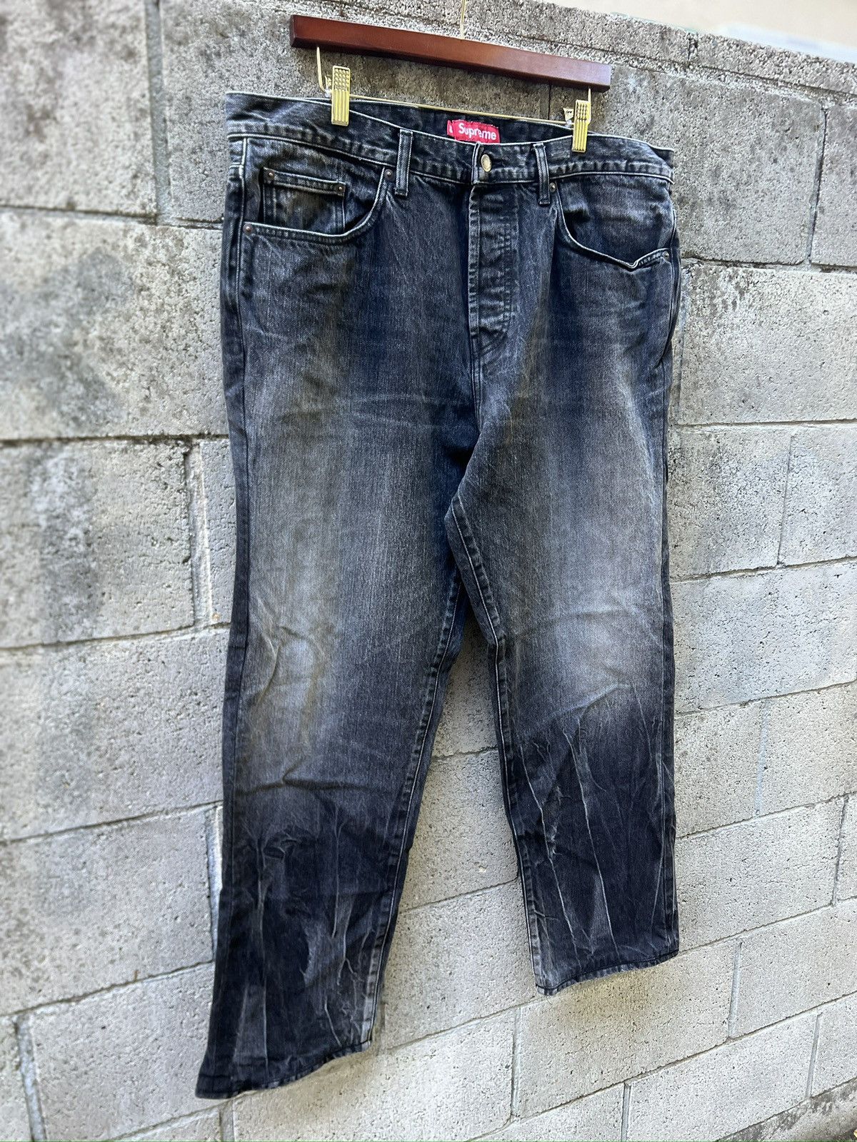 Supreme Supreme Black Embroidered Distressed Denim Size US 38 / EU 54 - 1 Thumbnail