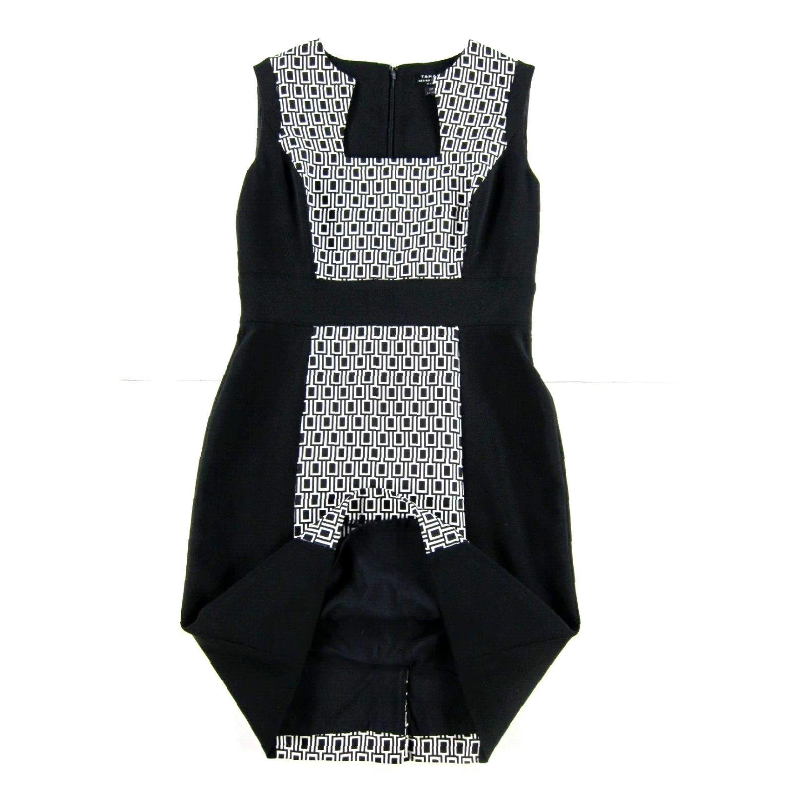 Vintage TAHARI Arthur Levine Black White Geometric Sleeveless Sheath Tank Dress 4P Size S / US 4 / IT 40 - 5 Thumbnail