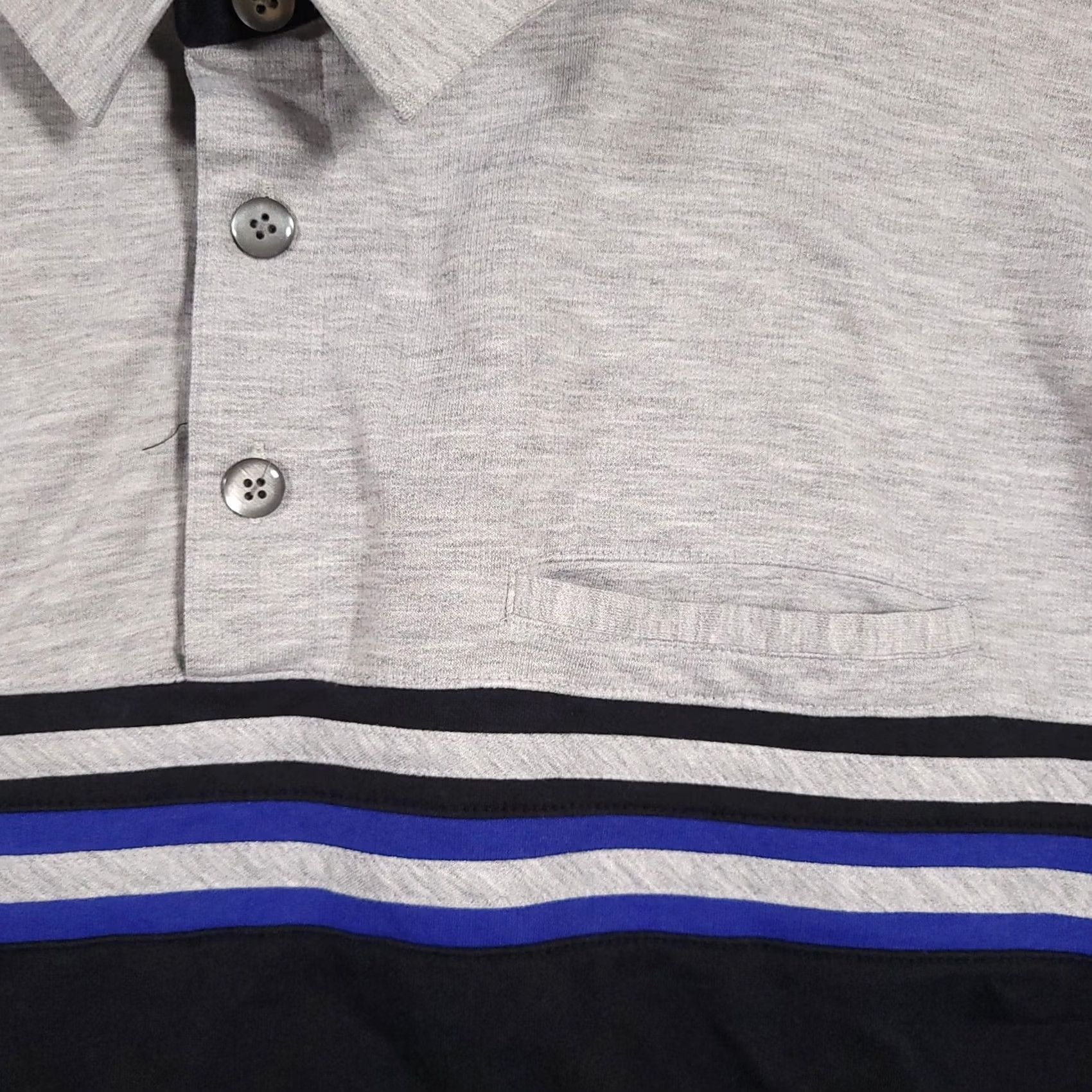 Sears VINTAGE The Men's Store at Sears Polo Shirt Mens Large Gray Black Blue Striped 90s Men Size US L / EU 52-54 / 3 - 4 Thumbnail