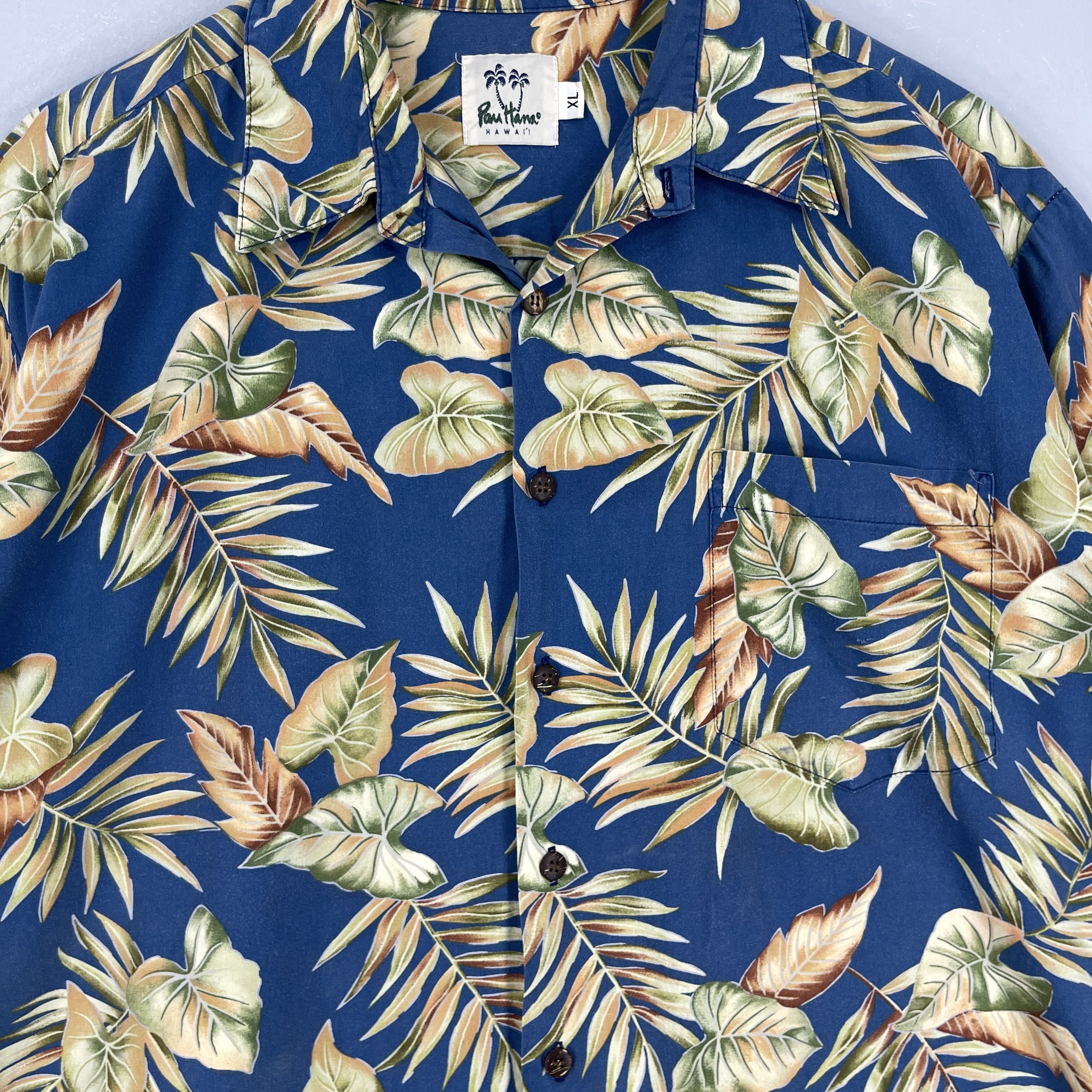 Tori Richard PAU HANA Hawaii Floral Leaves Motive Button Up Shirt Size US XL / EU 56 / 4 - 2 Thumbnail