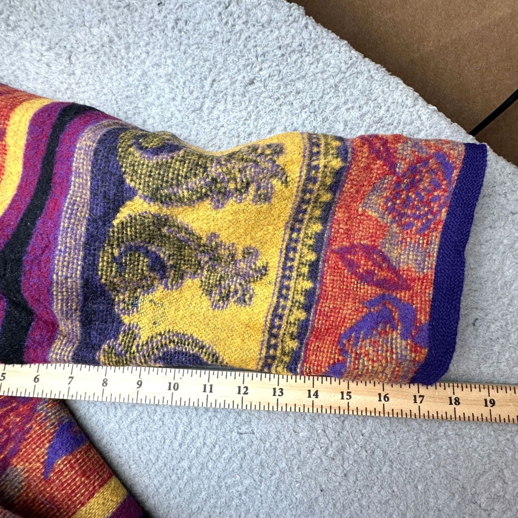 Vintage VINTAGE Gallery Wool Pea Coat Womens Medium Purple Floral Bohemian Psychedelic Long Sleeve Coat Mens Women Girls Size M / US 6-8 / IT 42-44 - 6 Thumbnail