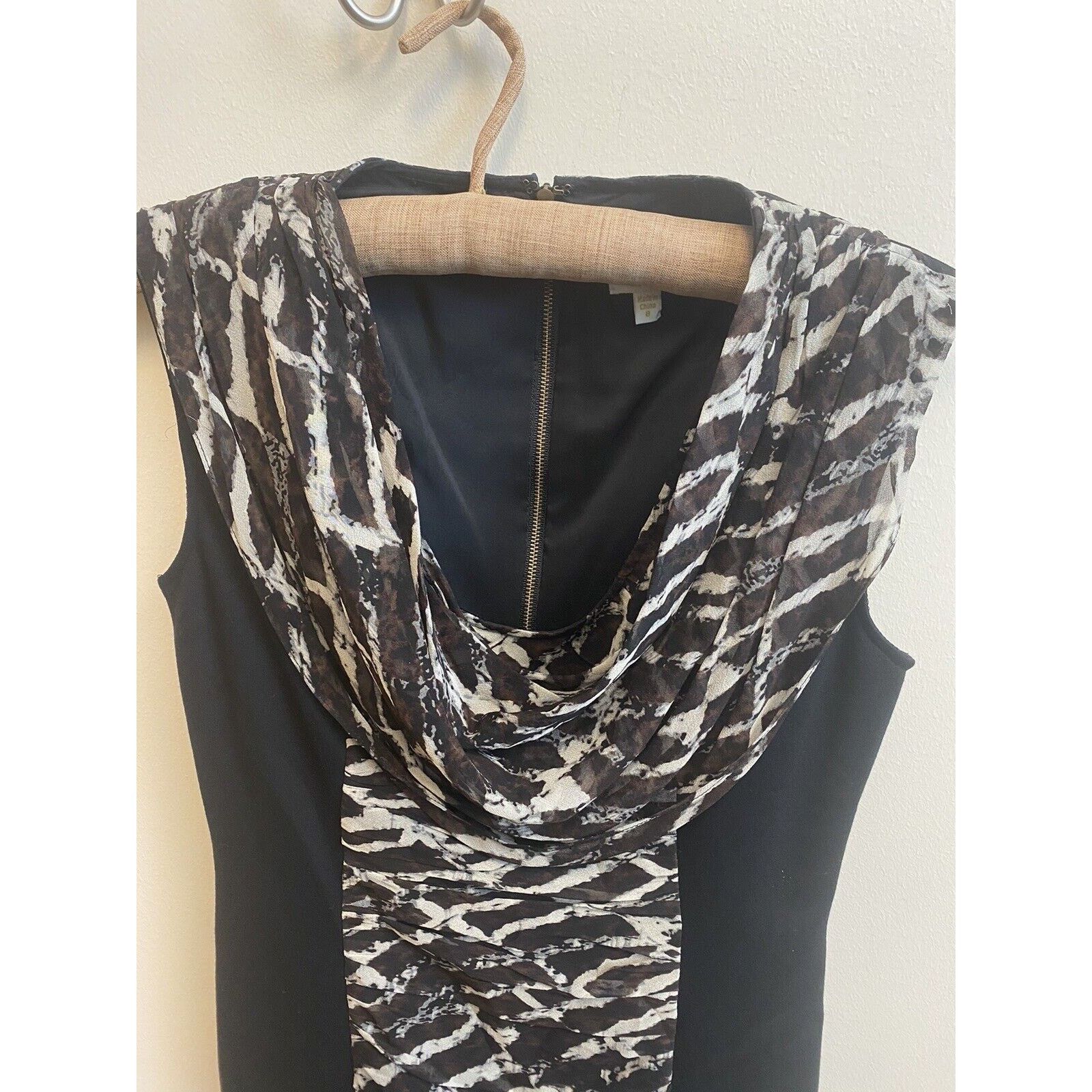 Anthropologie tracy reese Silk Dress animal Print With Black Sheath, 8 Size M / US 6-8 / IT 42-44 - 3 Thumbnail