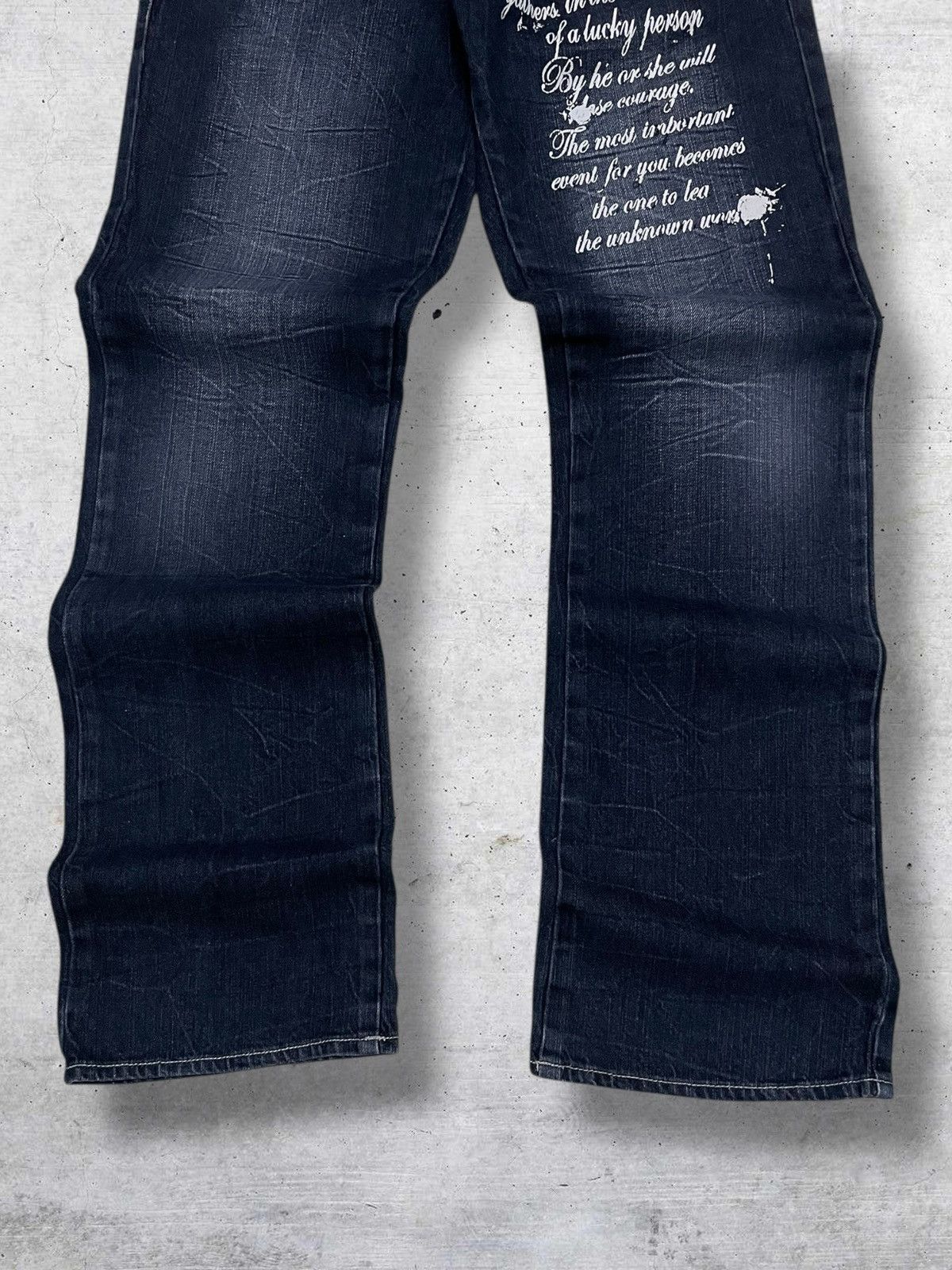 Hysteric Glamour 90S DOUBLE FOCUS JAPAN DESIGNER ‘POEM’ GRUNGE WORDING DENIM Size US 29 - 3 Thumbnail